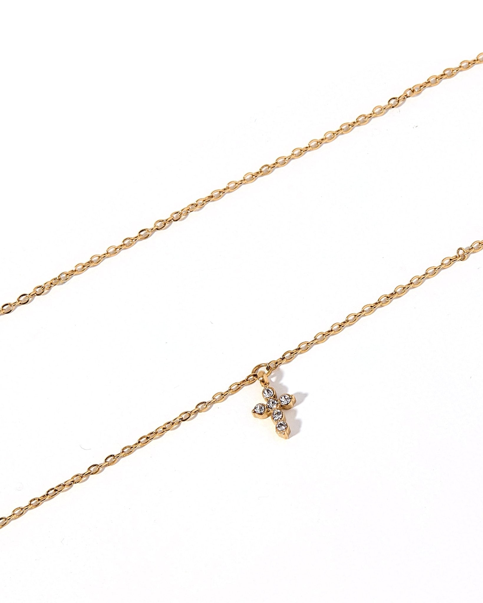 Necklace - Carly Cross Gold - LINNY CO WholesaleMetals