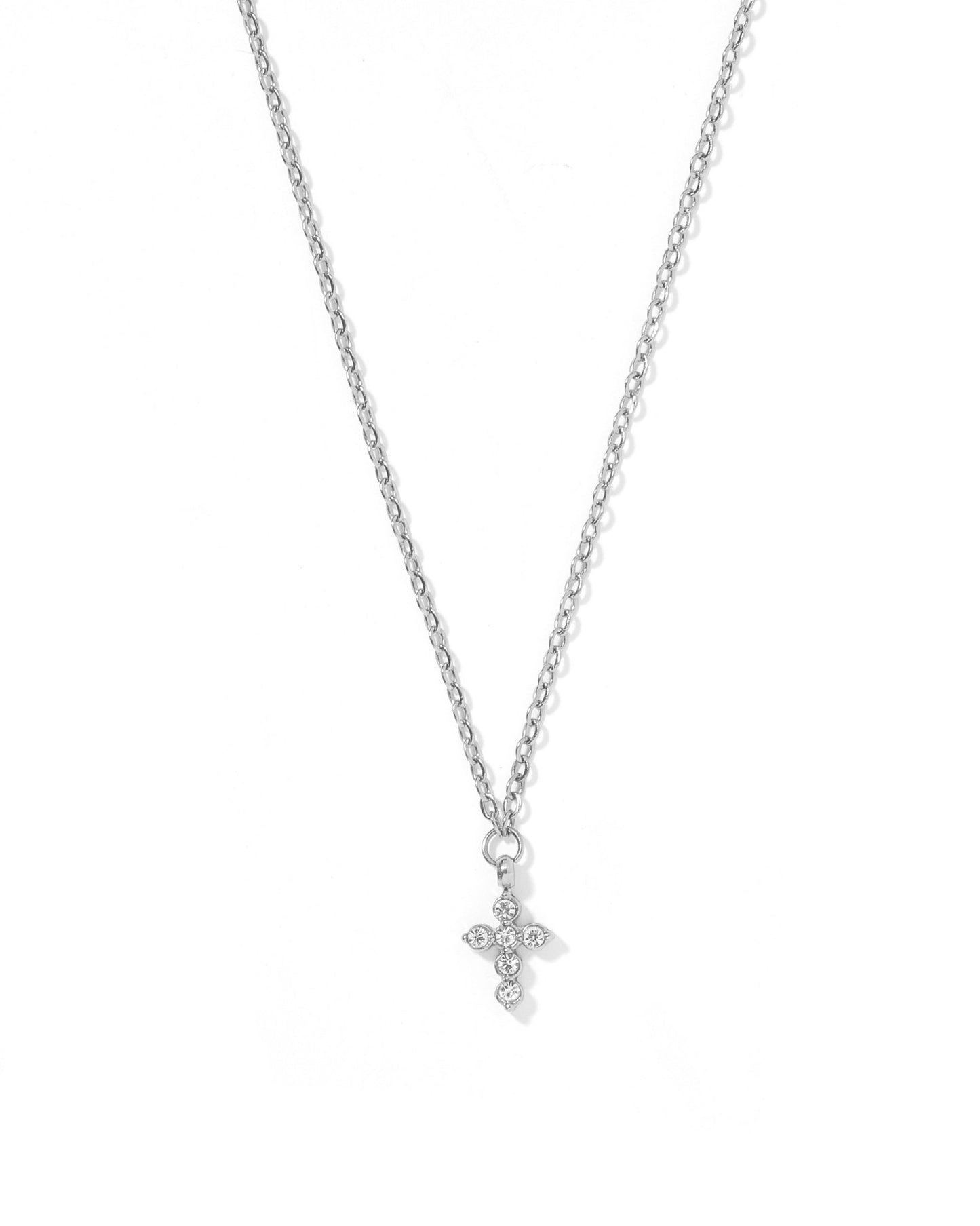 Necklace - Carly Cross Silver - LINNY CO WholesaleMetals