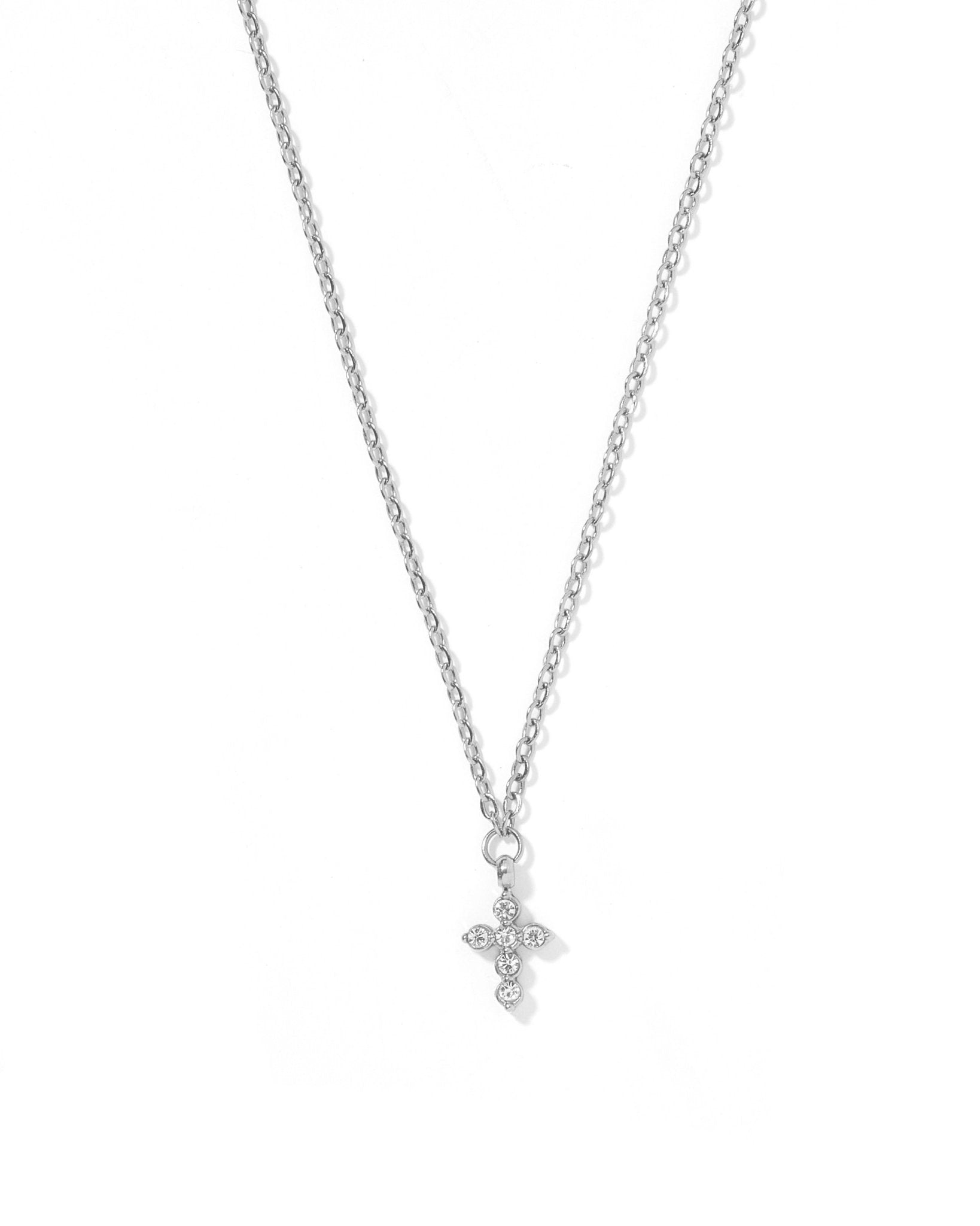 Necklace - Carly Cross Silver - LINNY CO WholesaleMetals