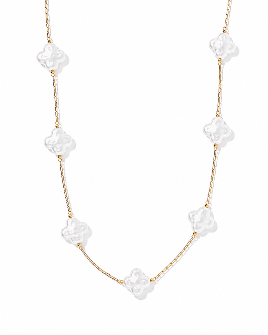 Necklace - Corrie Clover Pearl - LINNY CO WholesaleStuds