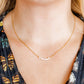 LINNY CO Delta Pearl necklace for kids & little girls — hypoallergenic, waterproof stainless steel, shown on model.