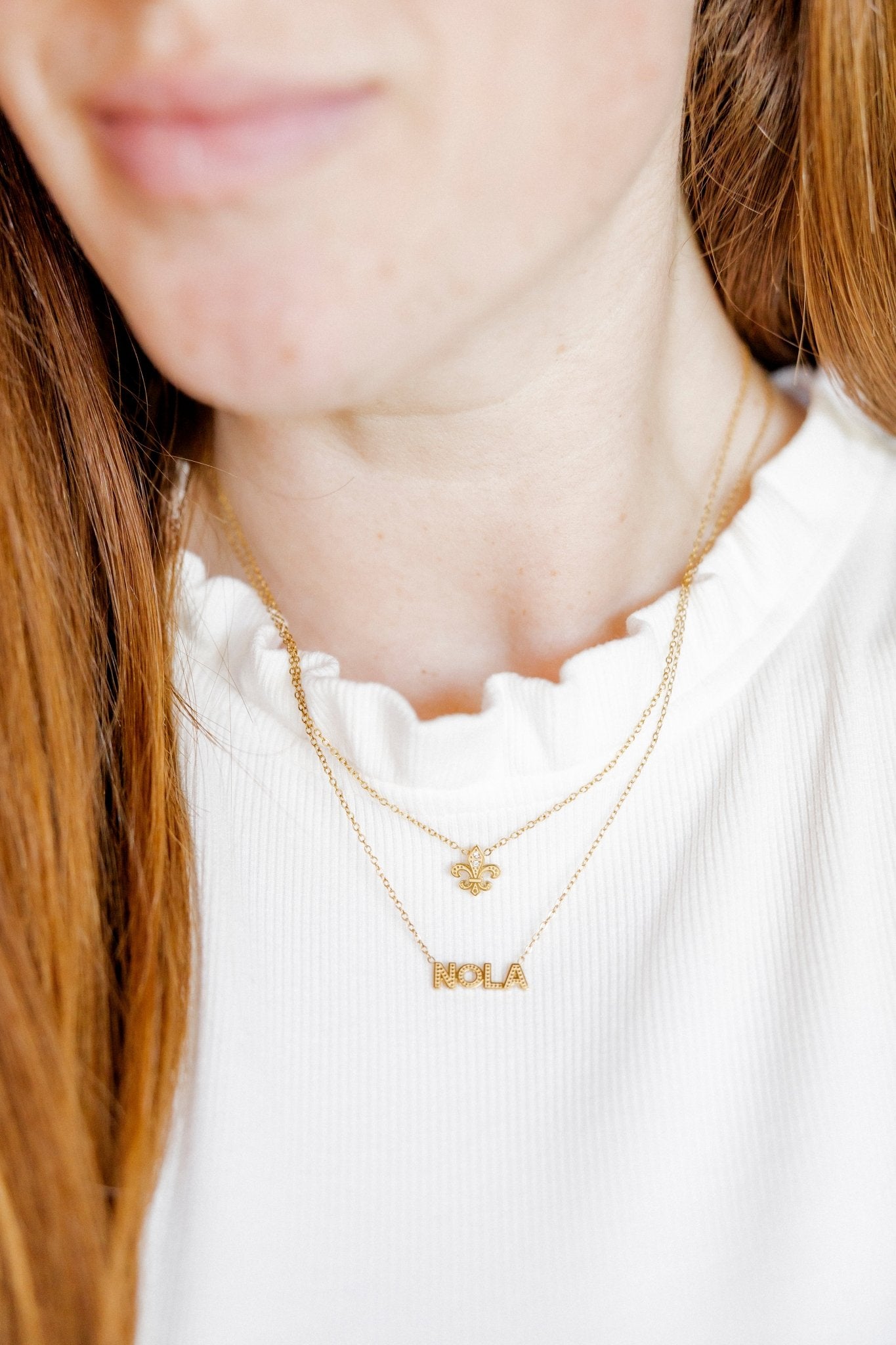 Necklace - Fleur - de - lis CZ Gold - LINNY CO Wholesalenecklaces