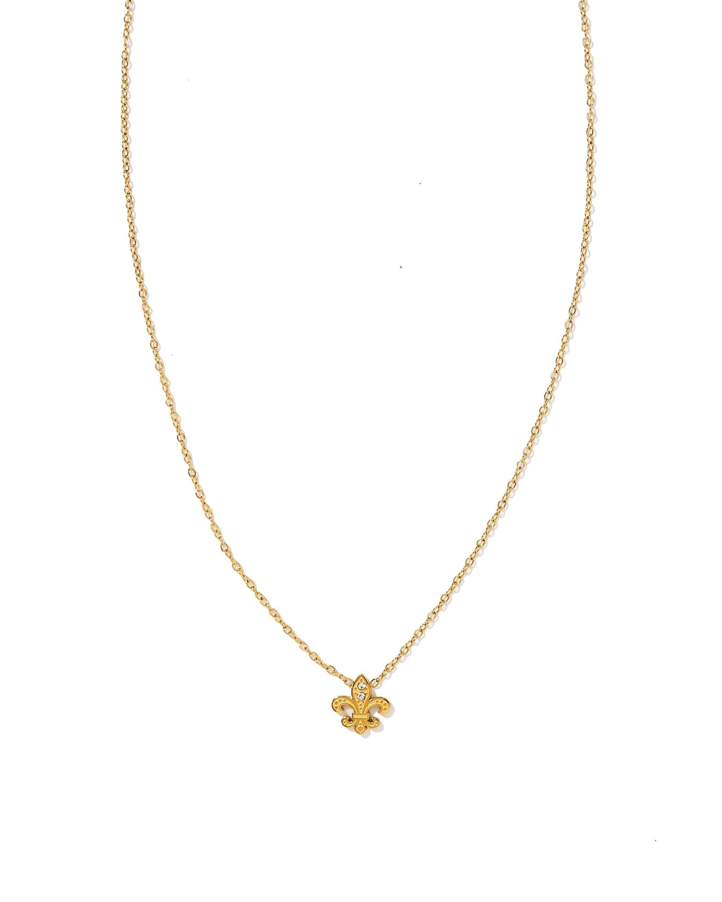 Necklace - Fleur - de - lis CZ Gold - LINNY CO Wholesalenecklaces