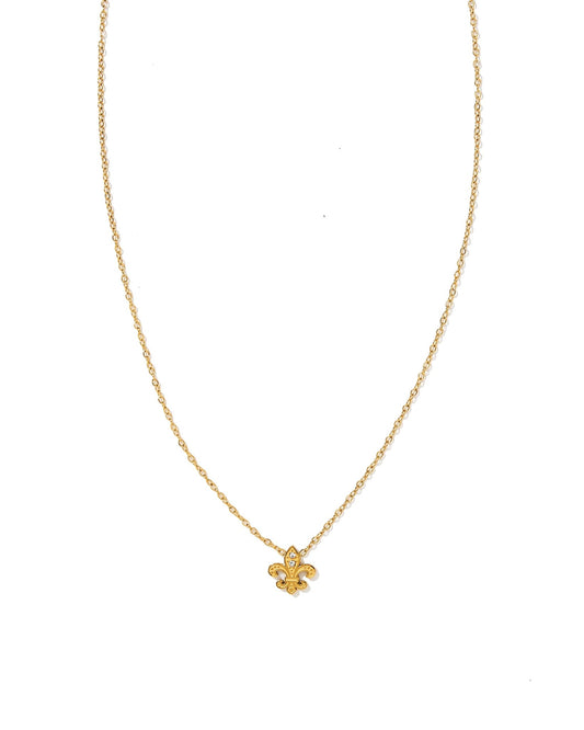 Necklace - Fleur - de - lis CZ Gold - LINNY CO Wholesalenecklaces