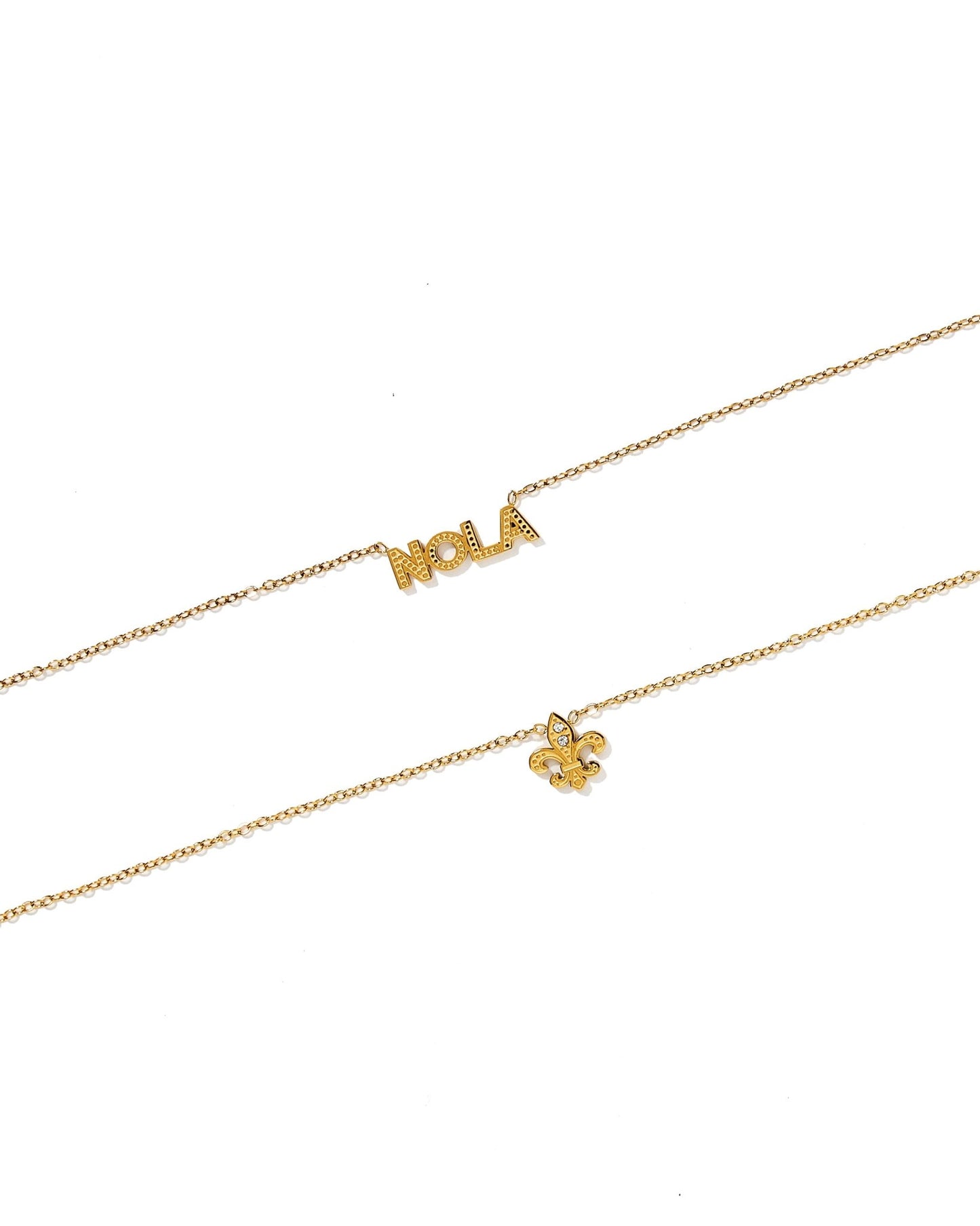 Necklace - Fleur - de - lis CZ Gold - LINNY CO Wholesalenecklaces