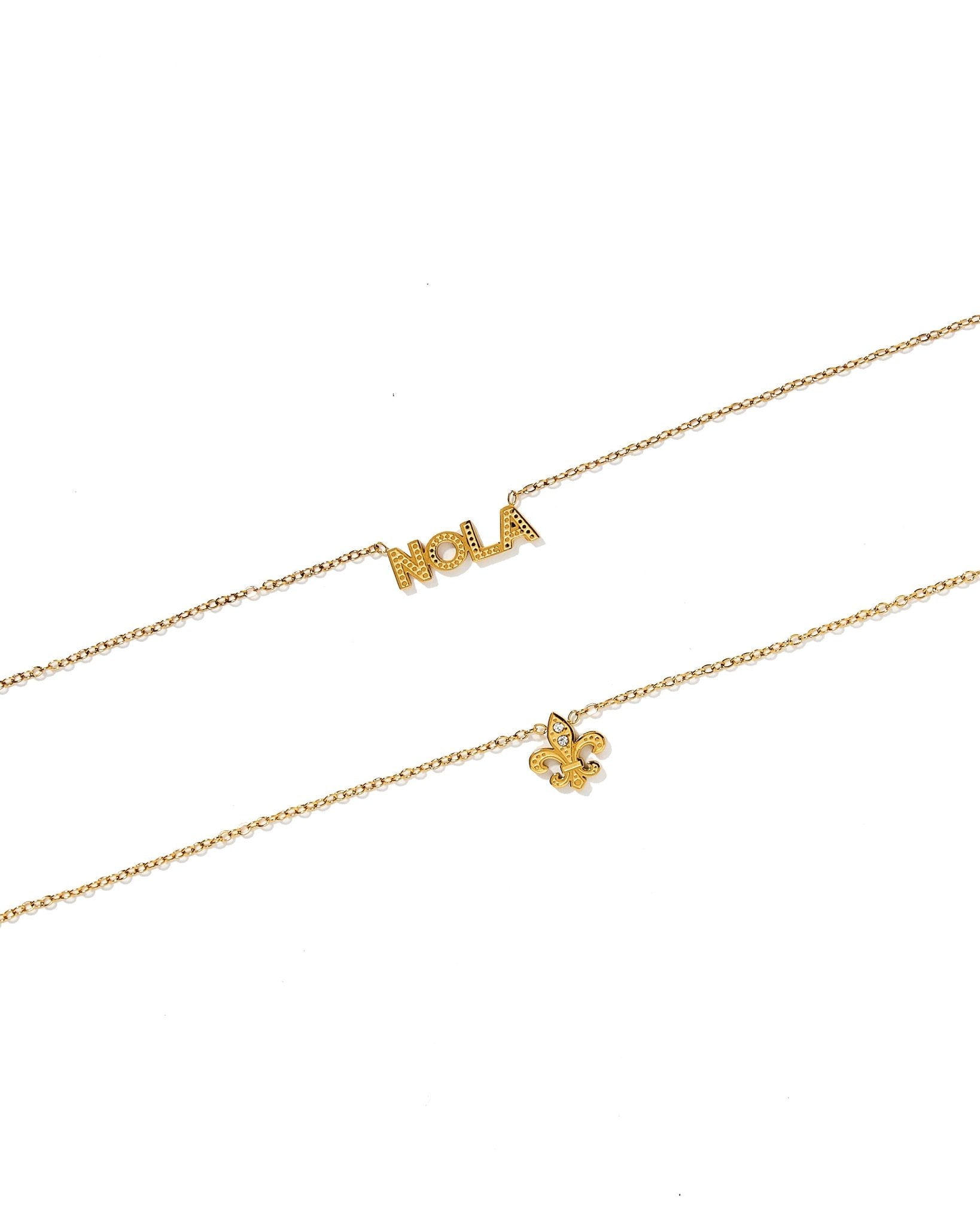 Necklace - Fleur - de - lis CZ Gold - LINNY CO Wholesalenecklaces