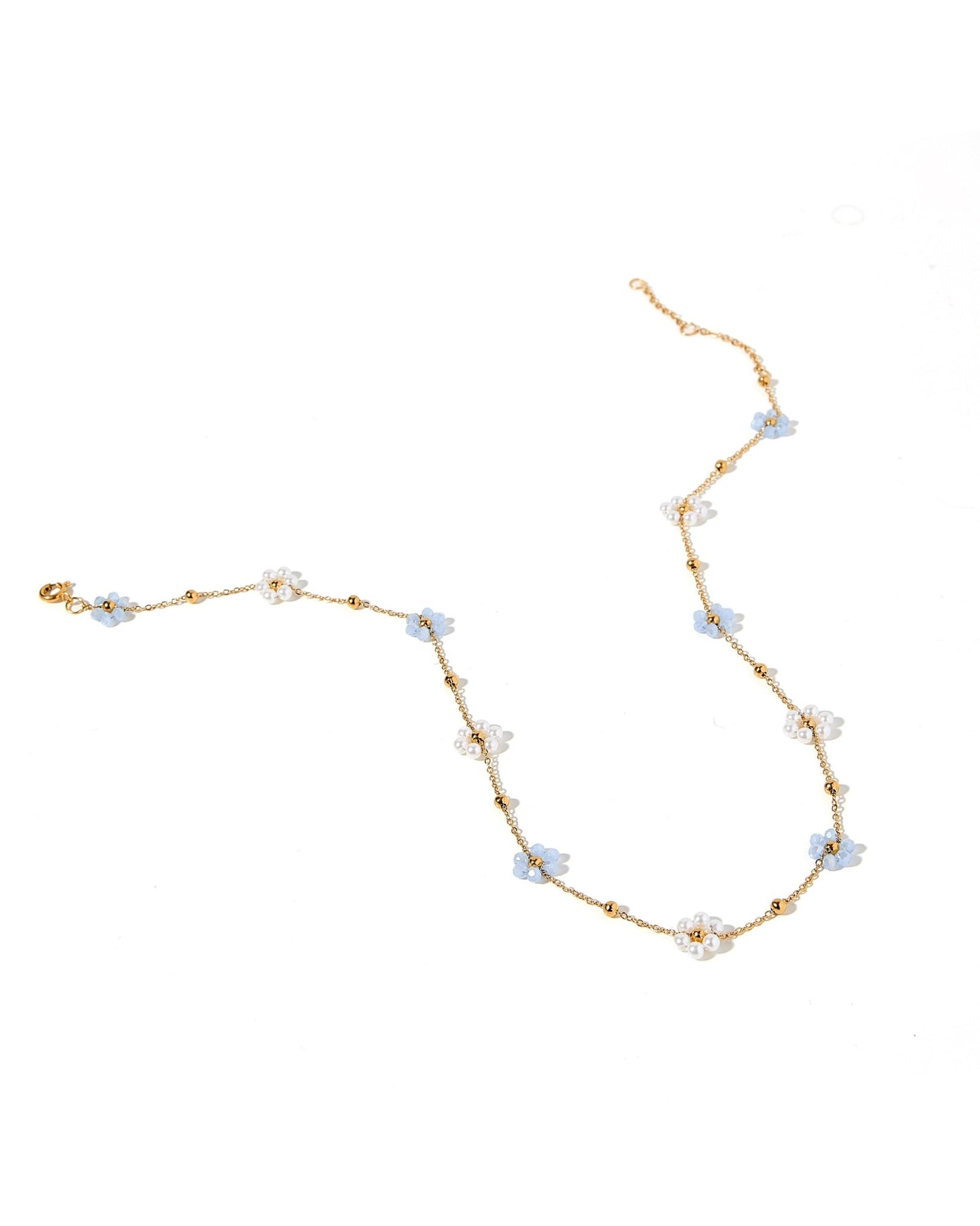 Necklace - Gracie Flower Blue - LINNY CO WholesaleMetals