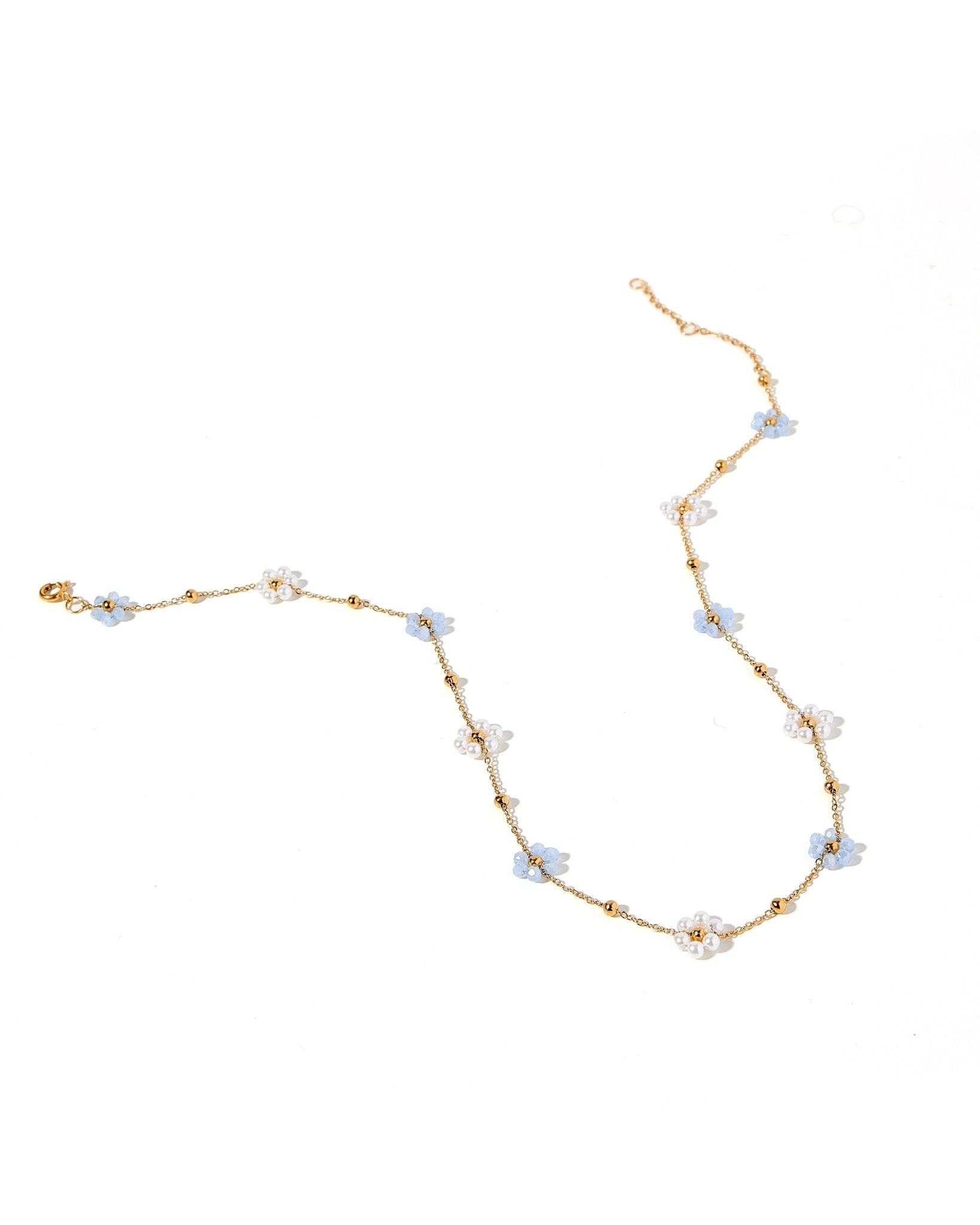 Necklace - Gracie Flower Blue - LINNY CO WholesaleMetals