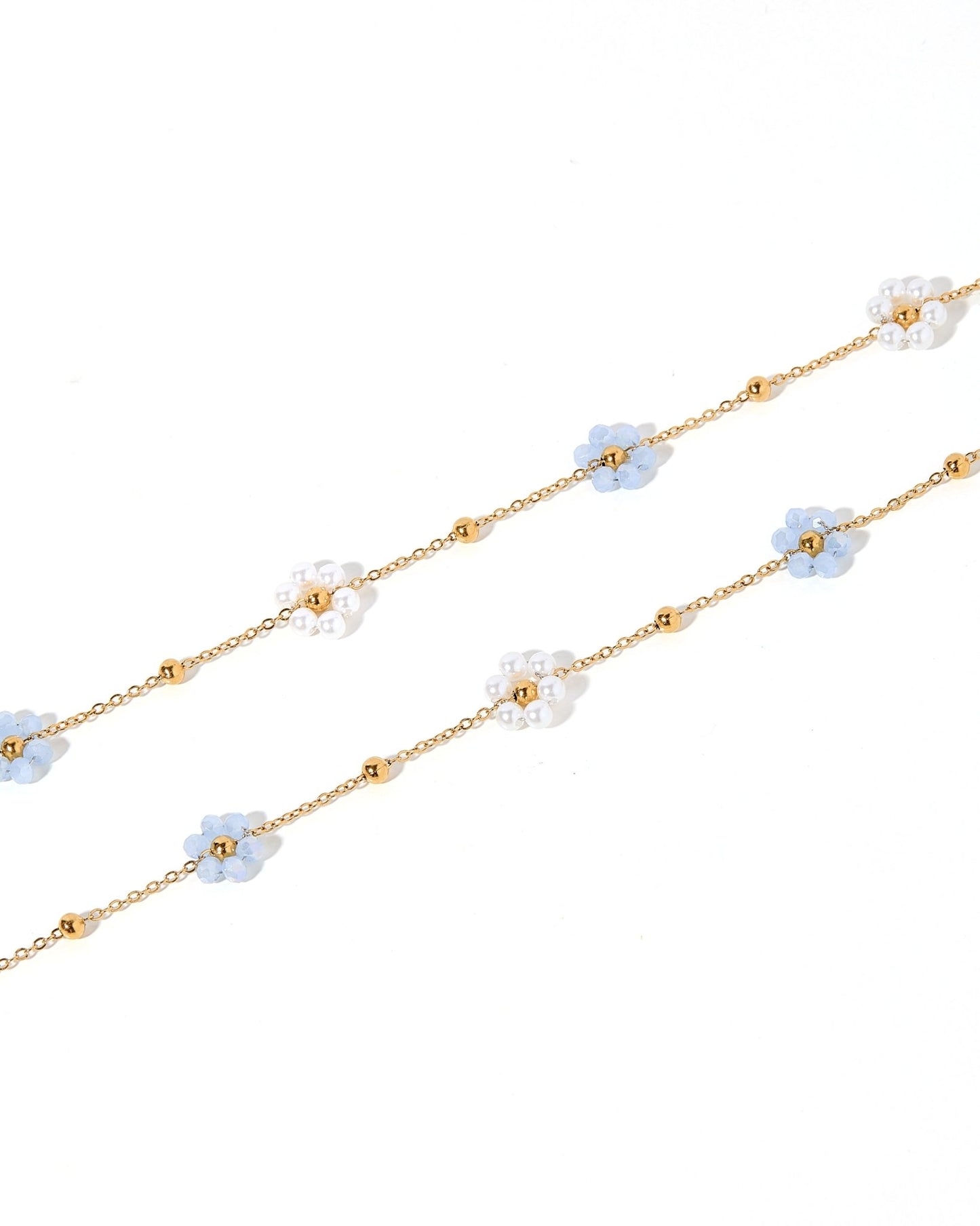 Necklace - Gracie Flower Blue - LINNY CO WholesaleMetals