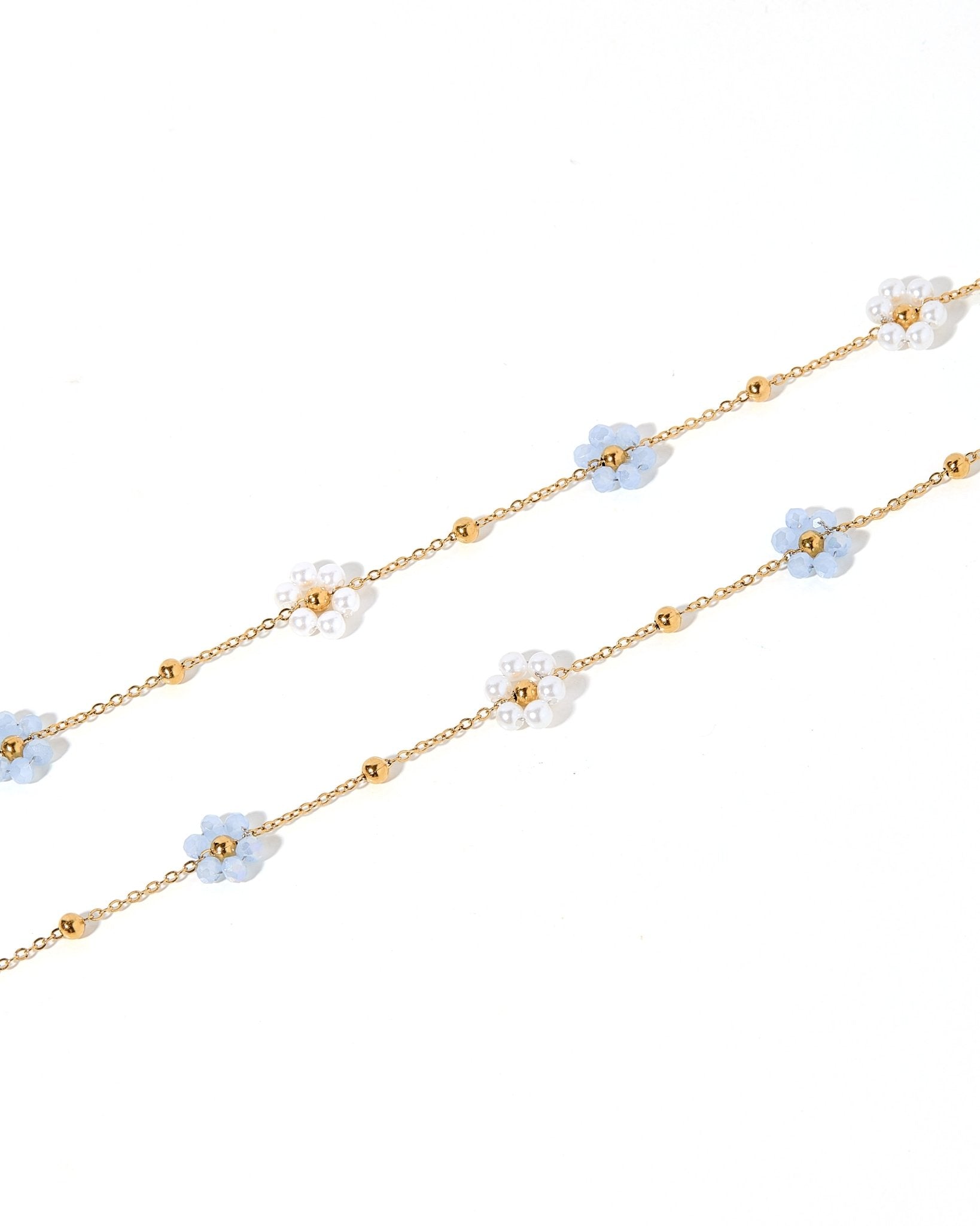 Necklace - Gracie Flower Blue - LINNY CO WholesaleMetals