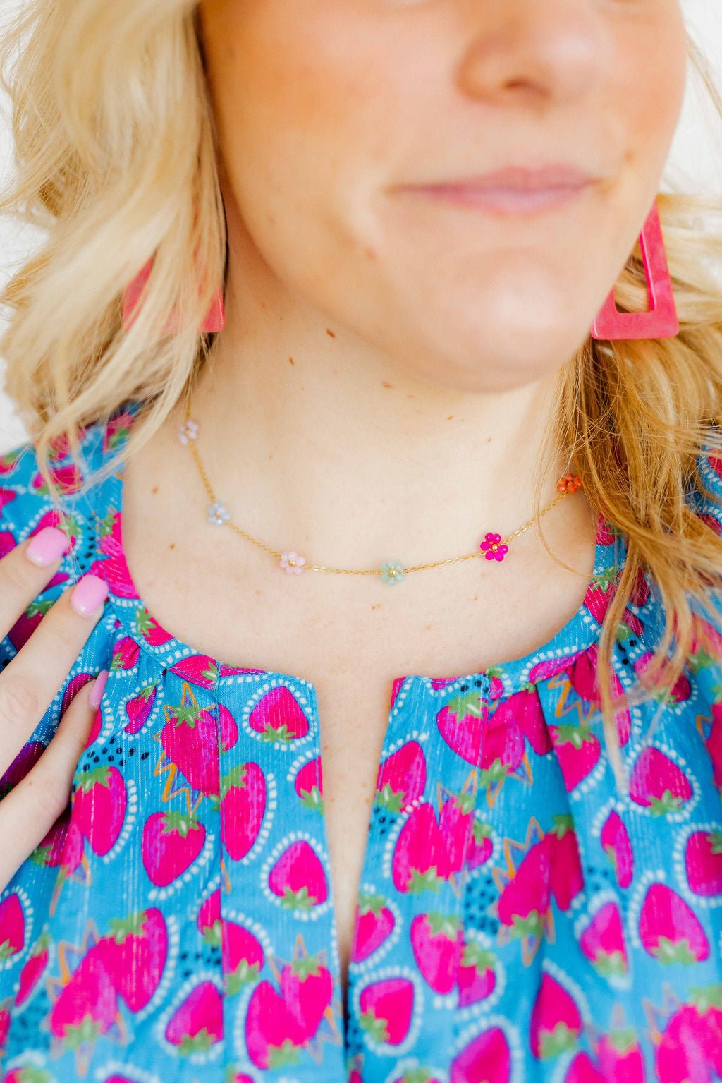 Necklace - Gracie Flower Multi Color - LINNY CO WholesaleMetals