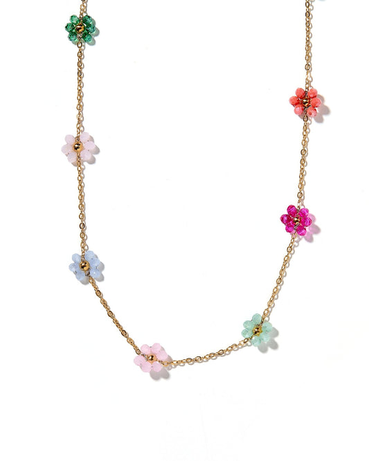 Necklace - Gracie Flower Multi Color - LINNY CO WholesaleMetals