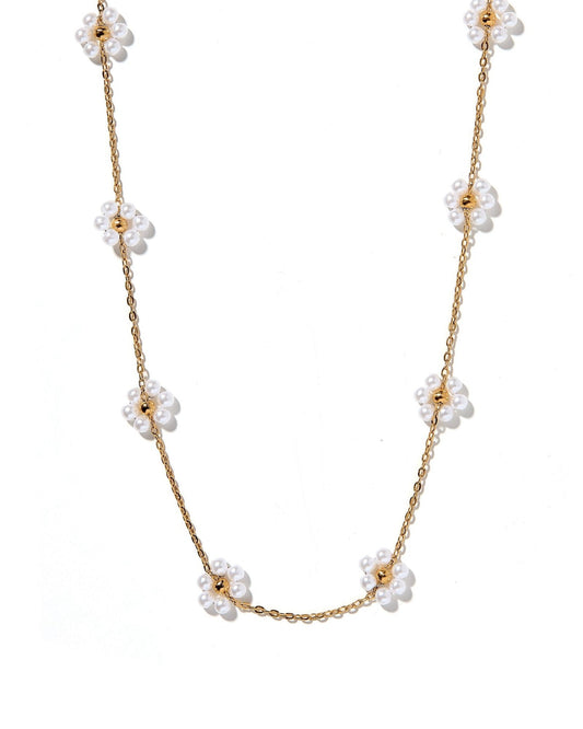 Necklace - Gracie Flower Pearl - LINNY CO WholesaleMetals