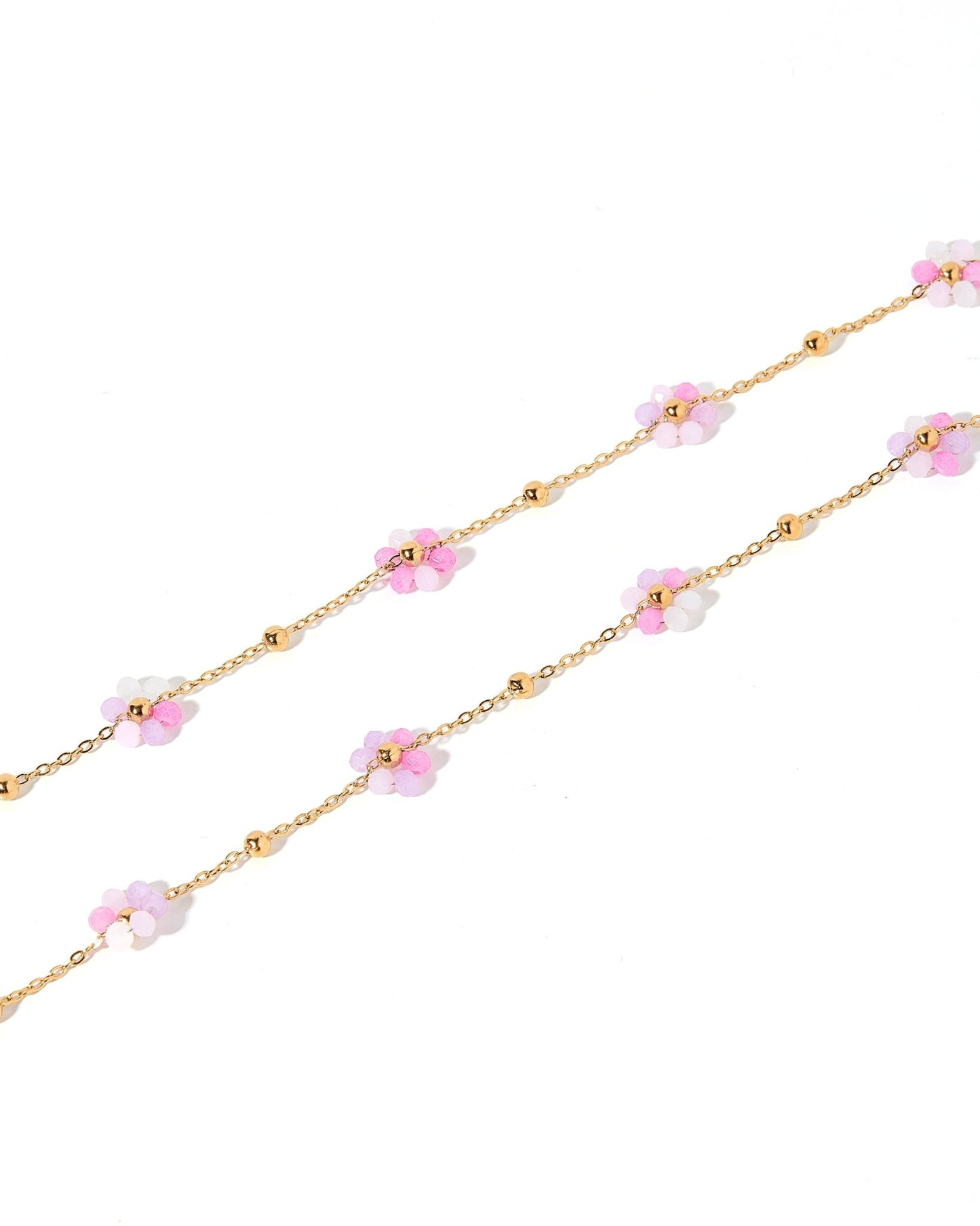 Necklace - Gracie Flower Pink Multi - LINNY CO WholesaleMetals