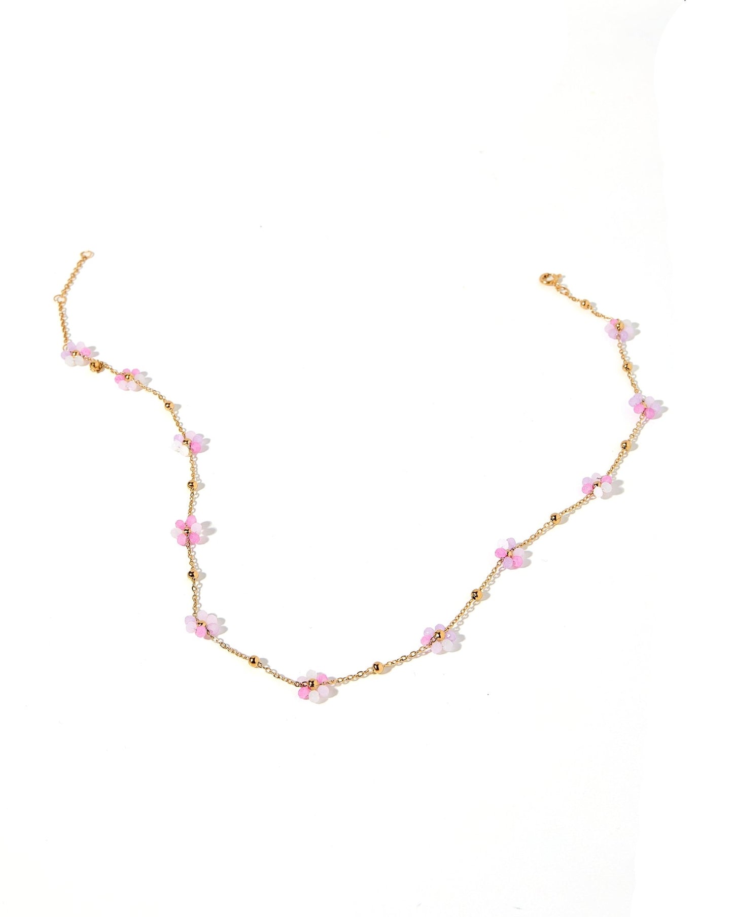 Necklace - Gracie Flower Pink Multi - LINNY CO WholesaleMetals