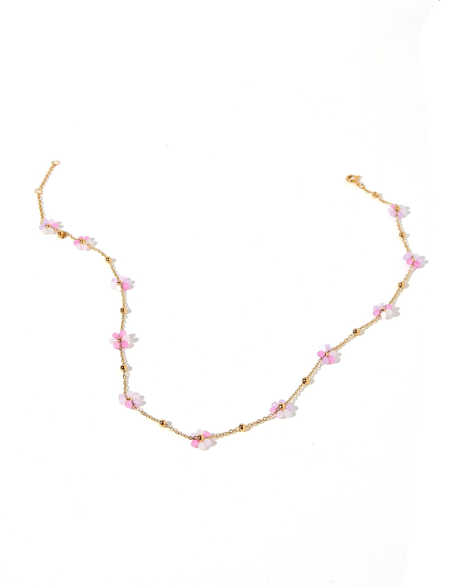 Necklace - Gracie Flower Pink Multi - LINNY CO WholesaleMetals