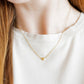 LINNY CO Hadley Gold necklace for kids & little girls — hypoallergenic, waterproof stainless steel, shown on model.