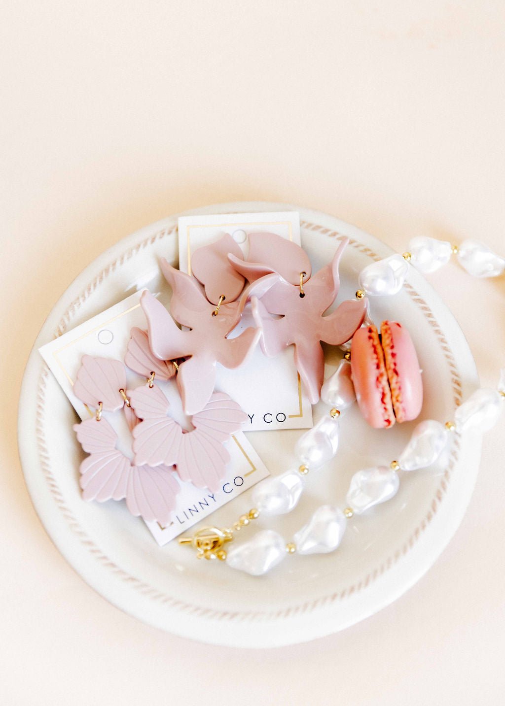 LINNY CO Lana Pearl Gold necklace for kids & little girls — hypoallergenic, waterproof stainless steel, flat-lay styling.