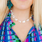 LINNY CO Lana Pearl Gold necklace for kids & little girls — hypoallergenic, waterproof stainless steel, shown on model.