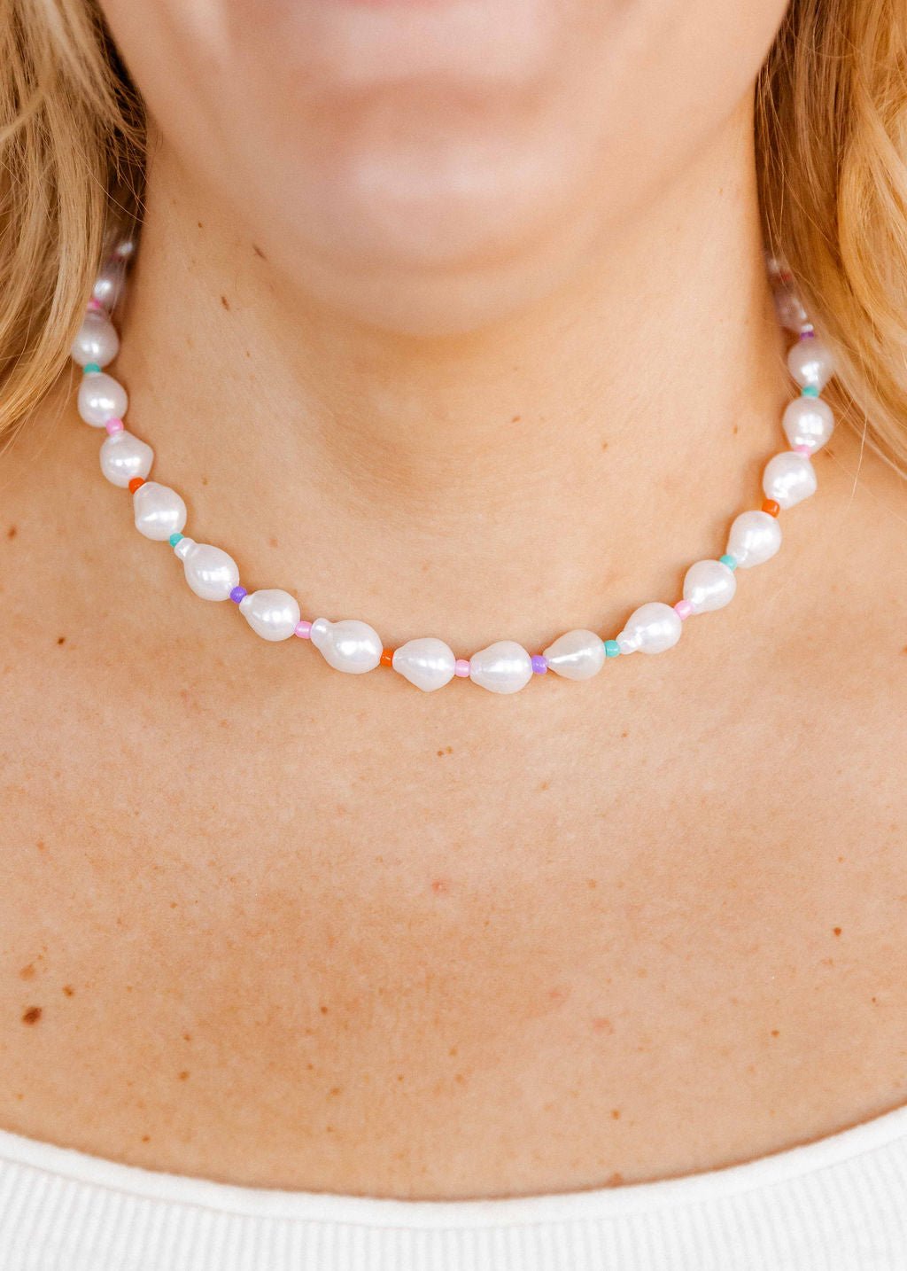Necklace - Maris Pearl Multi Color - LINNY CO WholesaleMetals