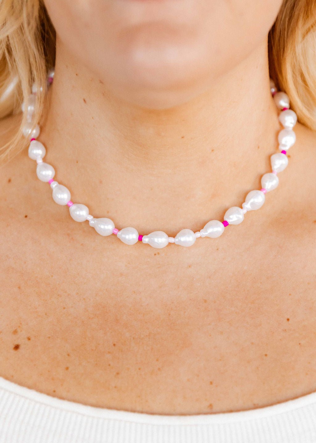 Necklace - Maris Pearl Pink Multi - LINNY CO WholesaleMetals