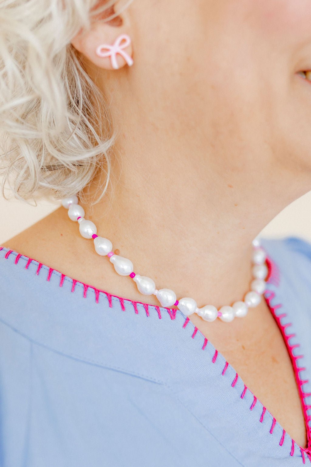 Necklace - Maris Pearl Pink Multi - LINNY CO WholesaleMetals