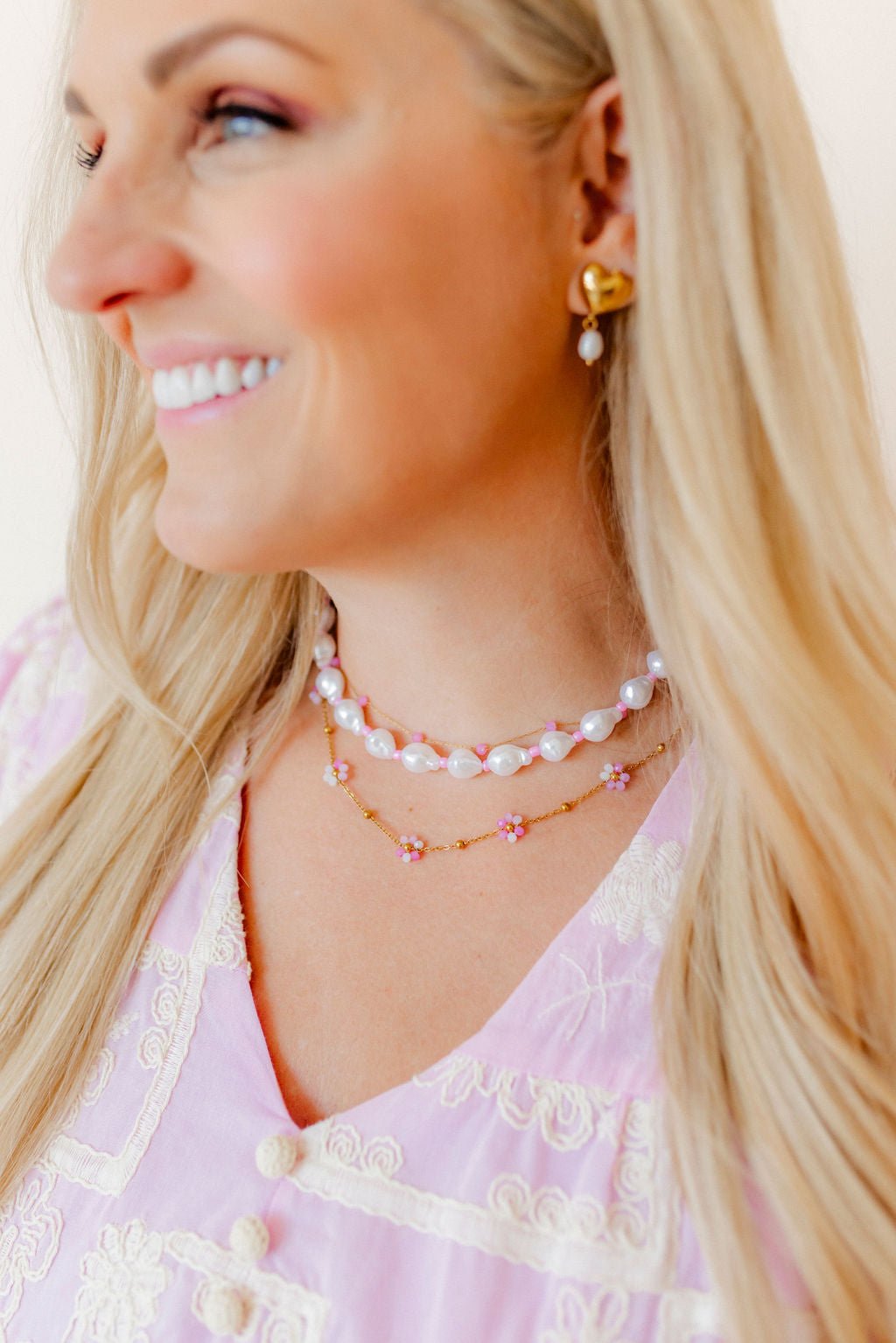Necklace - Maris Pearl Pink - LINNY CO WholesaleMetals