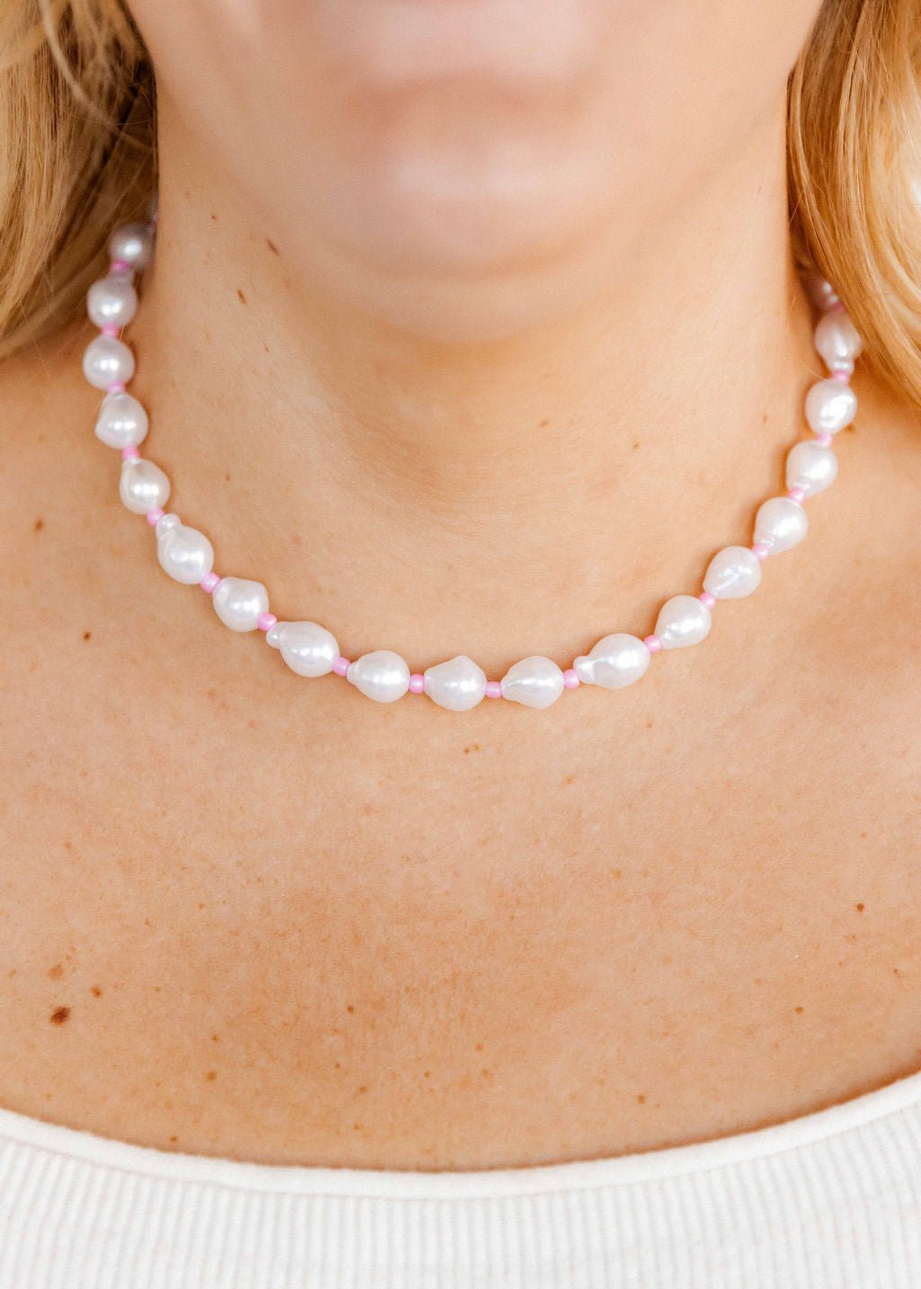 Necklace - Maris Pearl Pink - LINNY CO WholesaleMetals