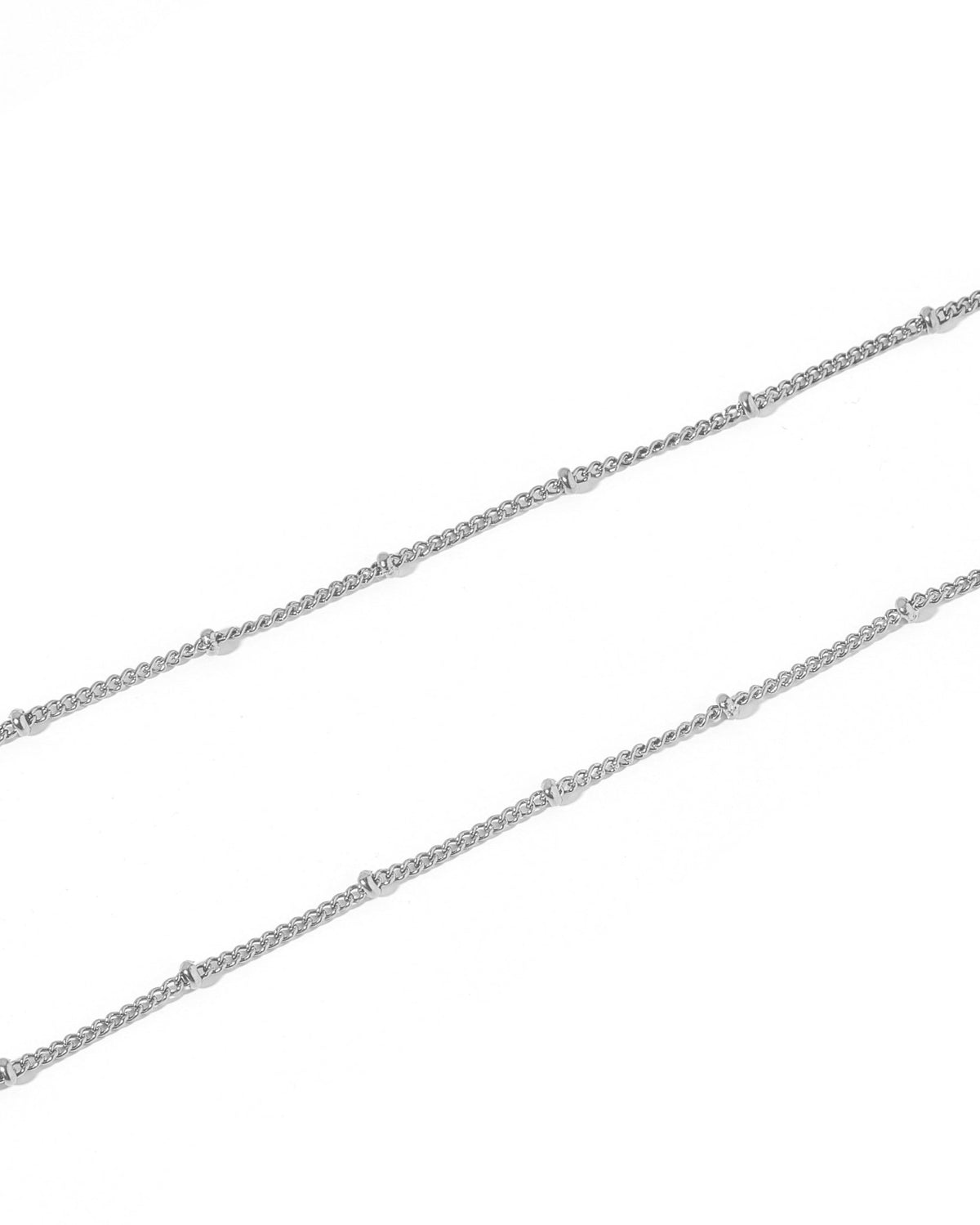 LINNY CO Miles Silver necklace for kids & little girls — hypoallergenic, waterproof stainless steel, detail.