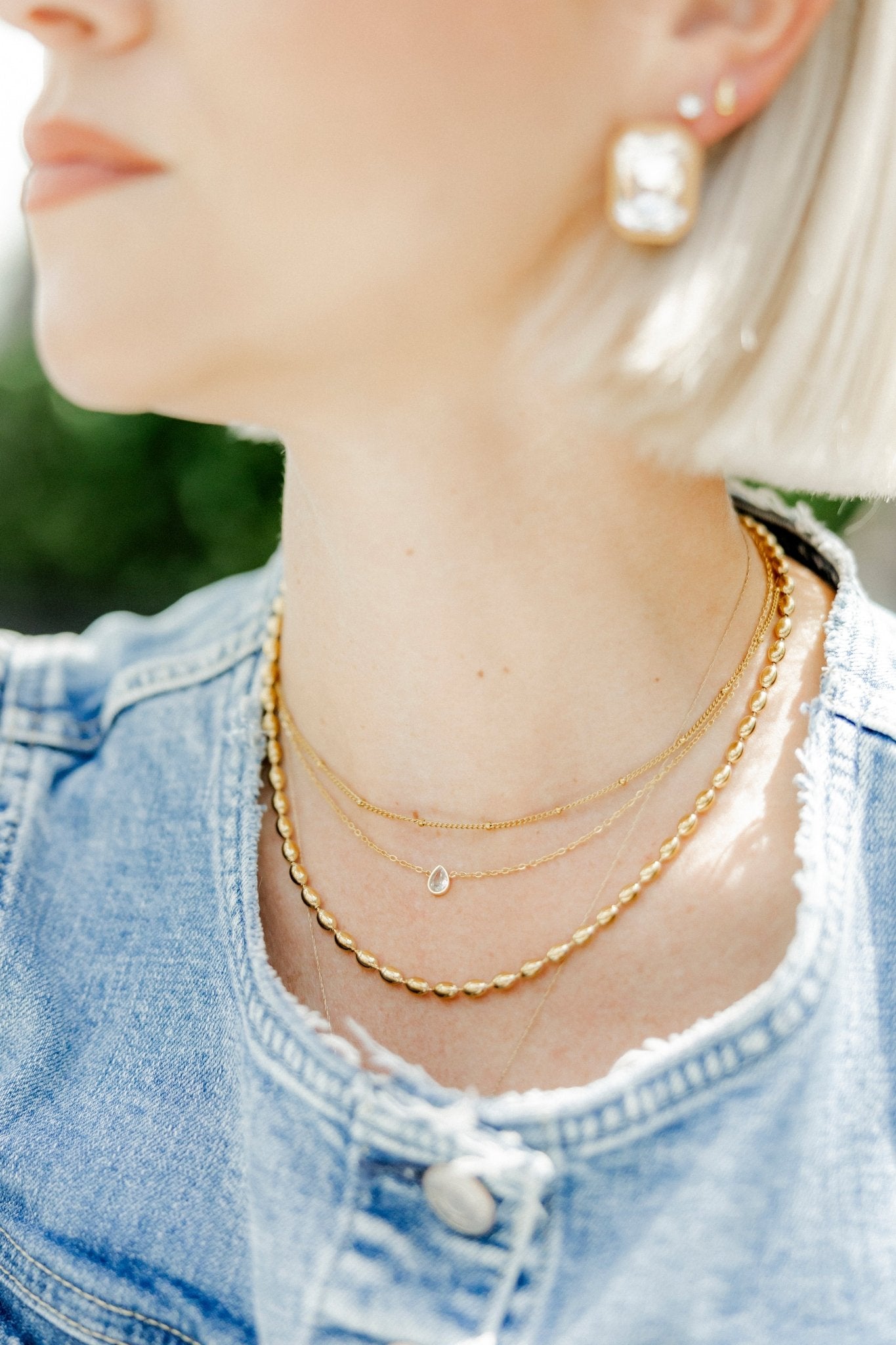 Necklace - Paloma Pear Drop Gold - LINNY CO WholesaleMetals