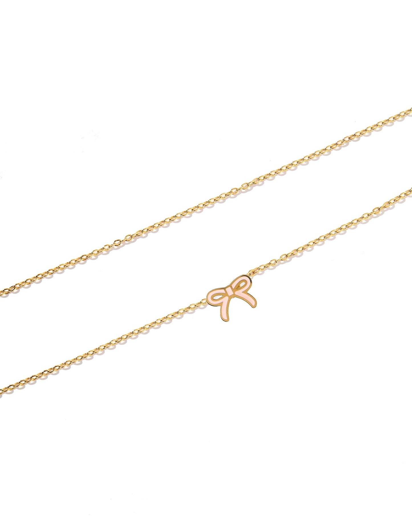 Necklace - Sadie Bow Light Pink - LINNY CO WholesaleMetals