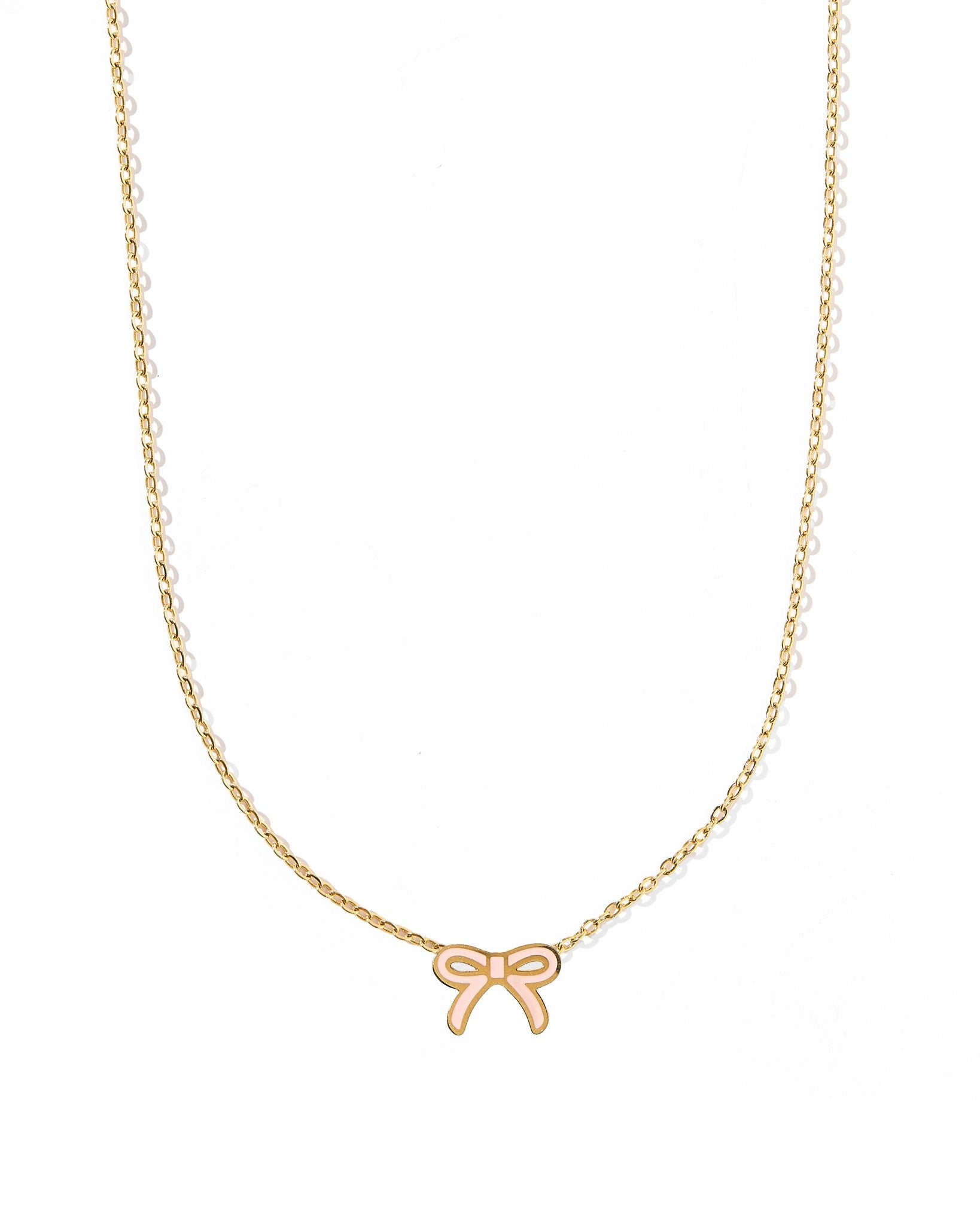 Necklace - Sadie Bow Light Pink - LINNY CO WholesaleMetals