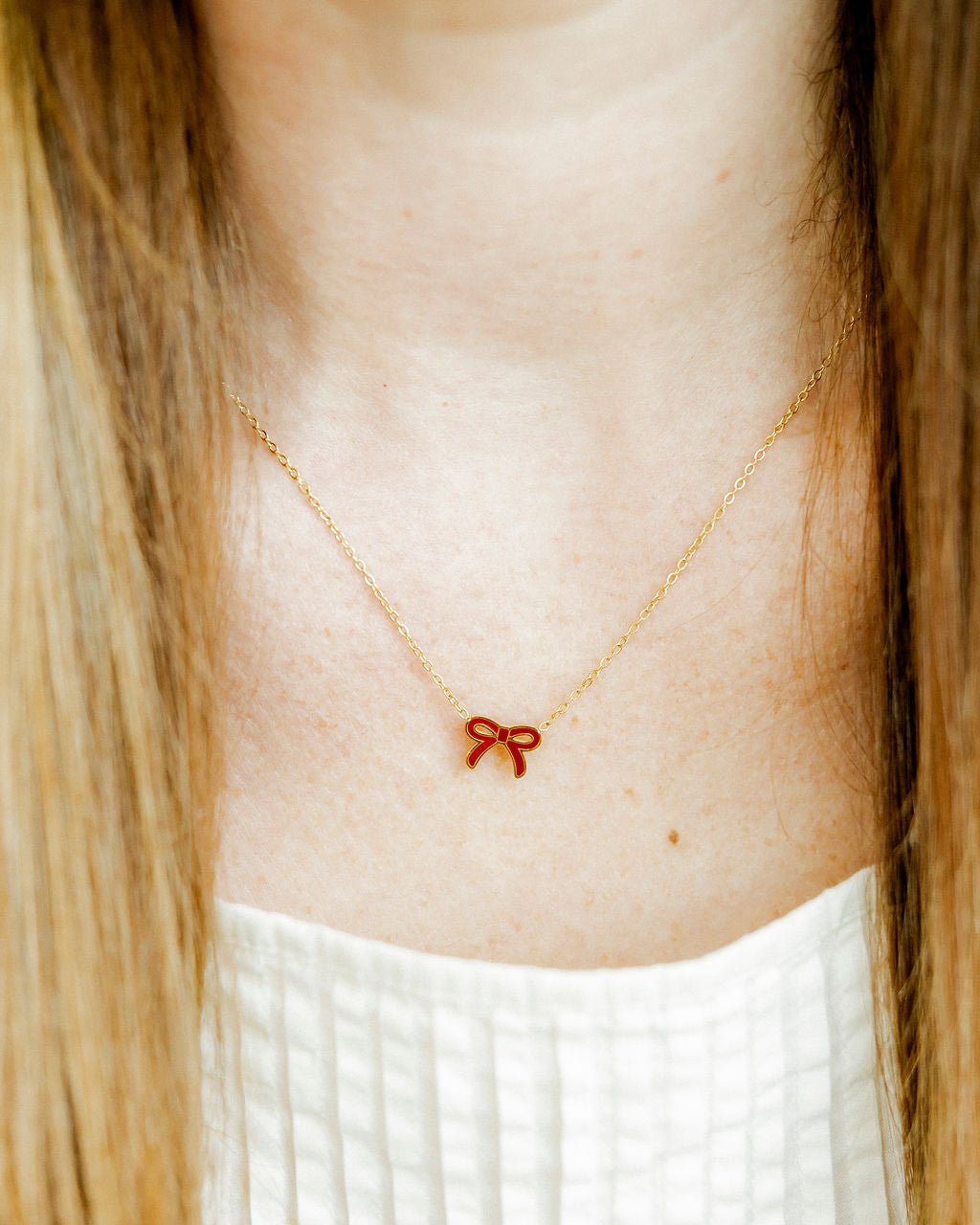 Necklace - Sadie Bow Maroon - LINNY CO WholesaleMetals