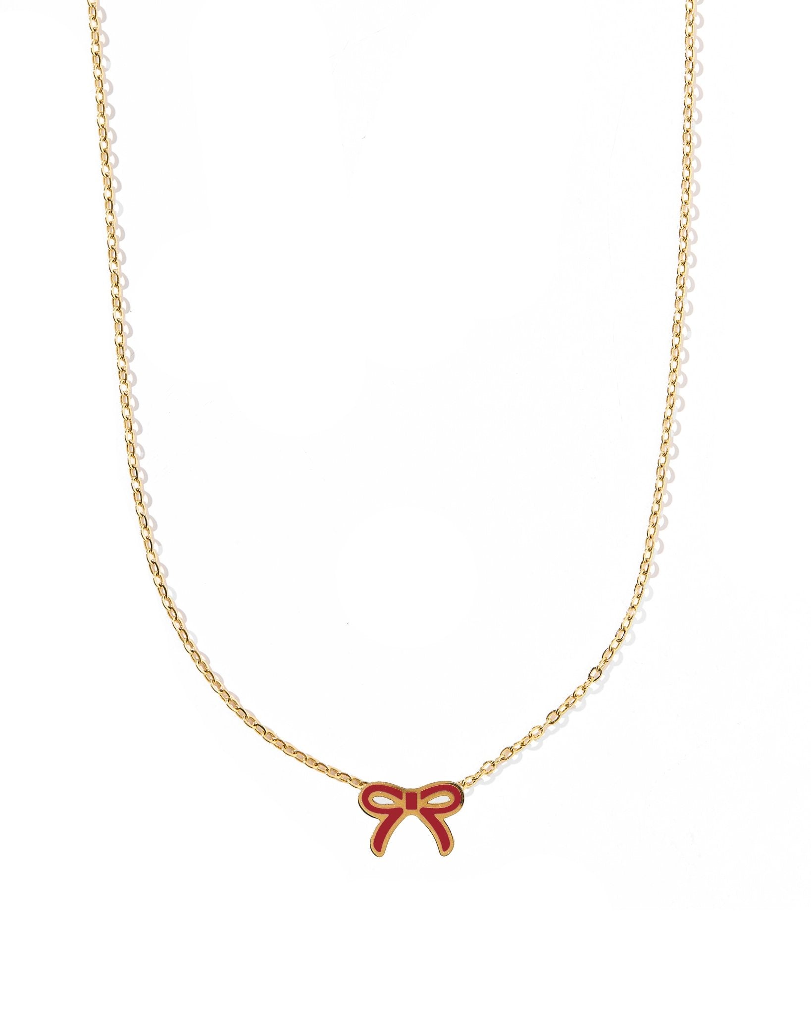 Necklace - Sadie Bow Maroon - LINNY CO WholesaleMetals