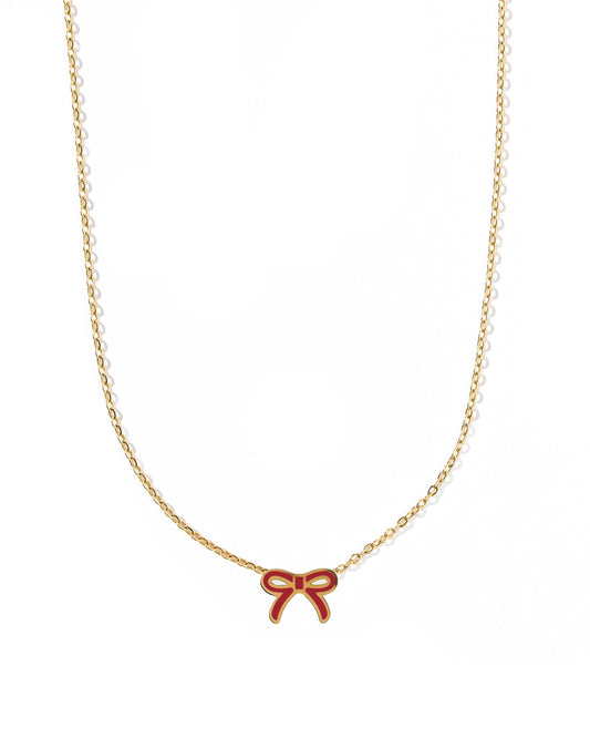 Necklace - Sadie Bow Maroon - LINNY CO WholesaleMetals
