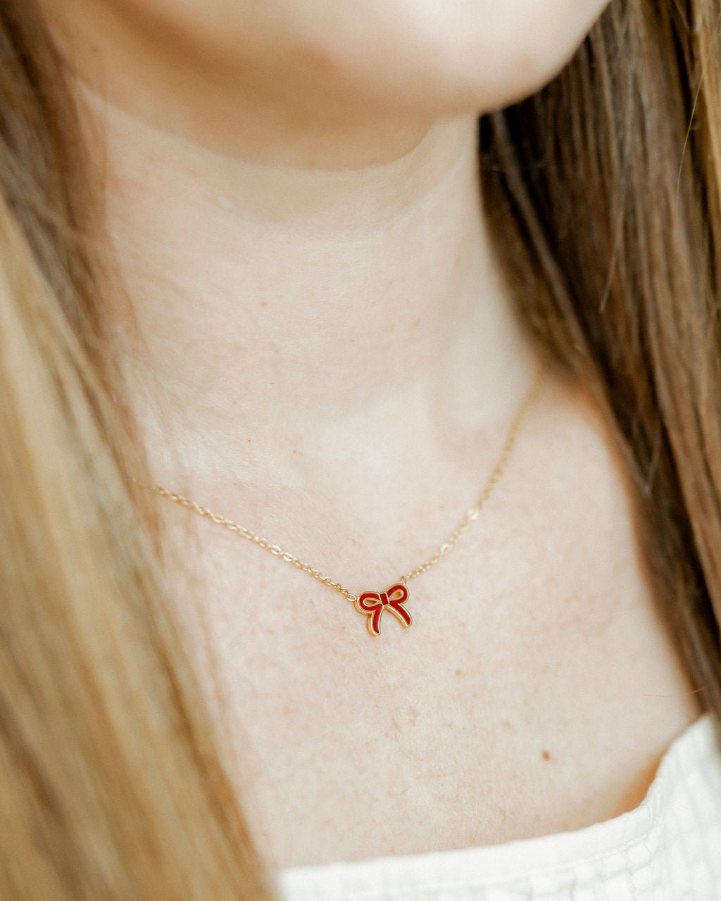 Necklace - Sadie Bow Maroon - LINNY CO WholesaleMetals