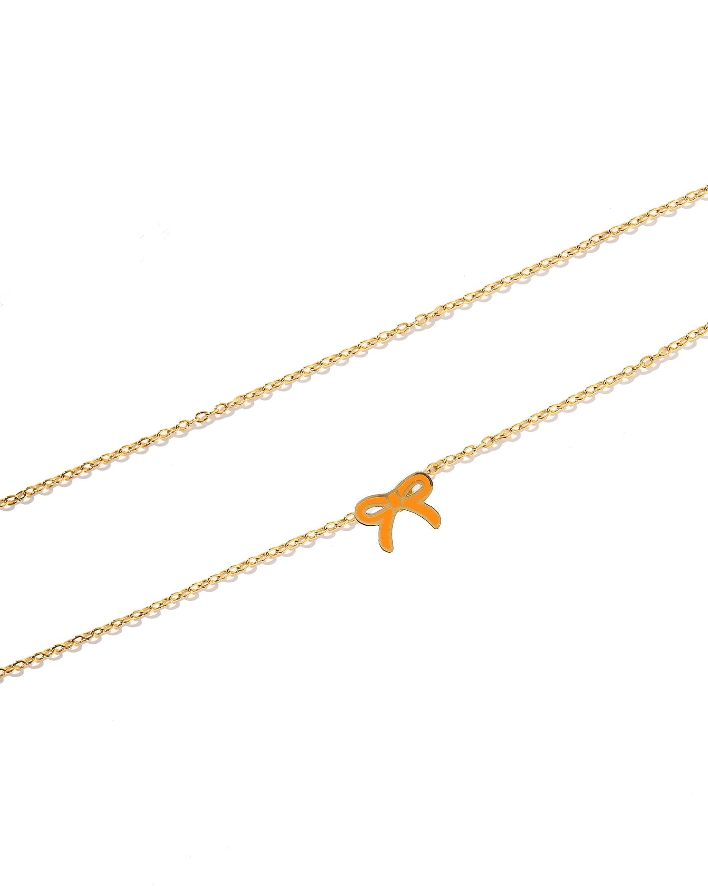Necklace - Sadie Bow Orange - LINNY CO WholesaleMetals