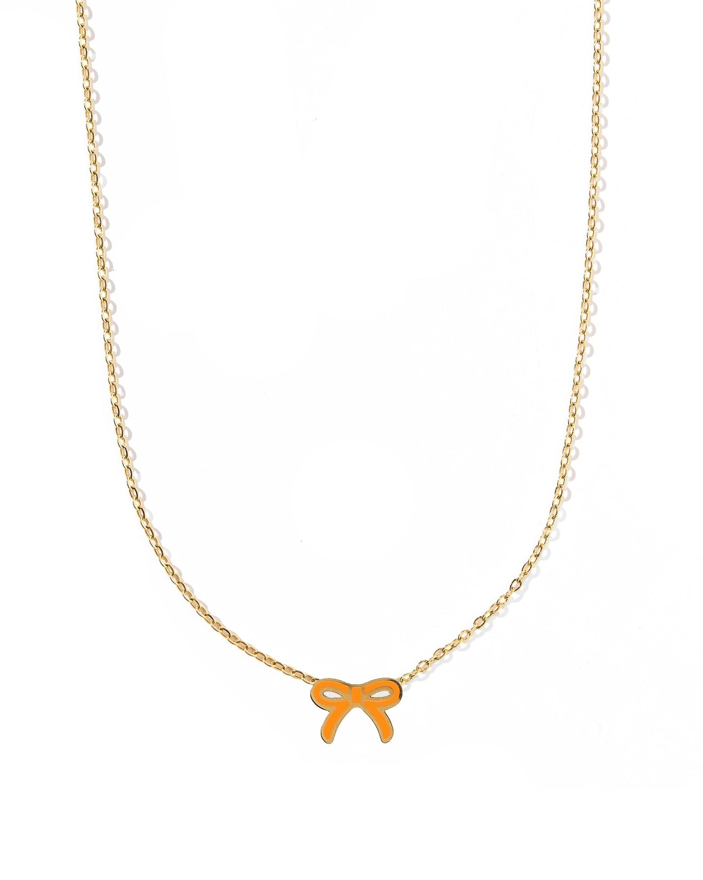 Necklace - Sadie Bow Orange - LINNY CO WholesaleMetals