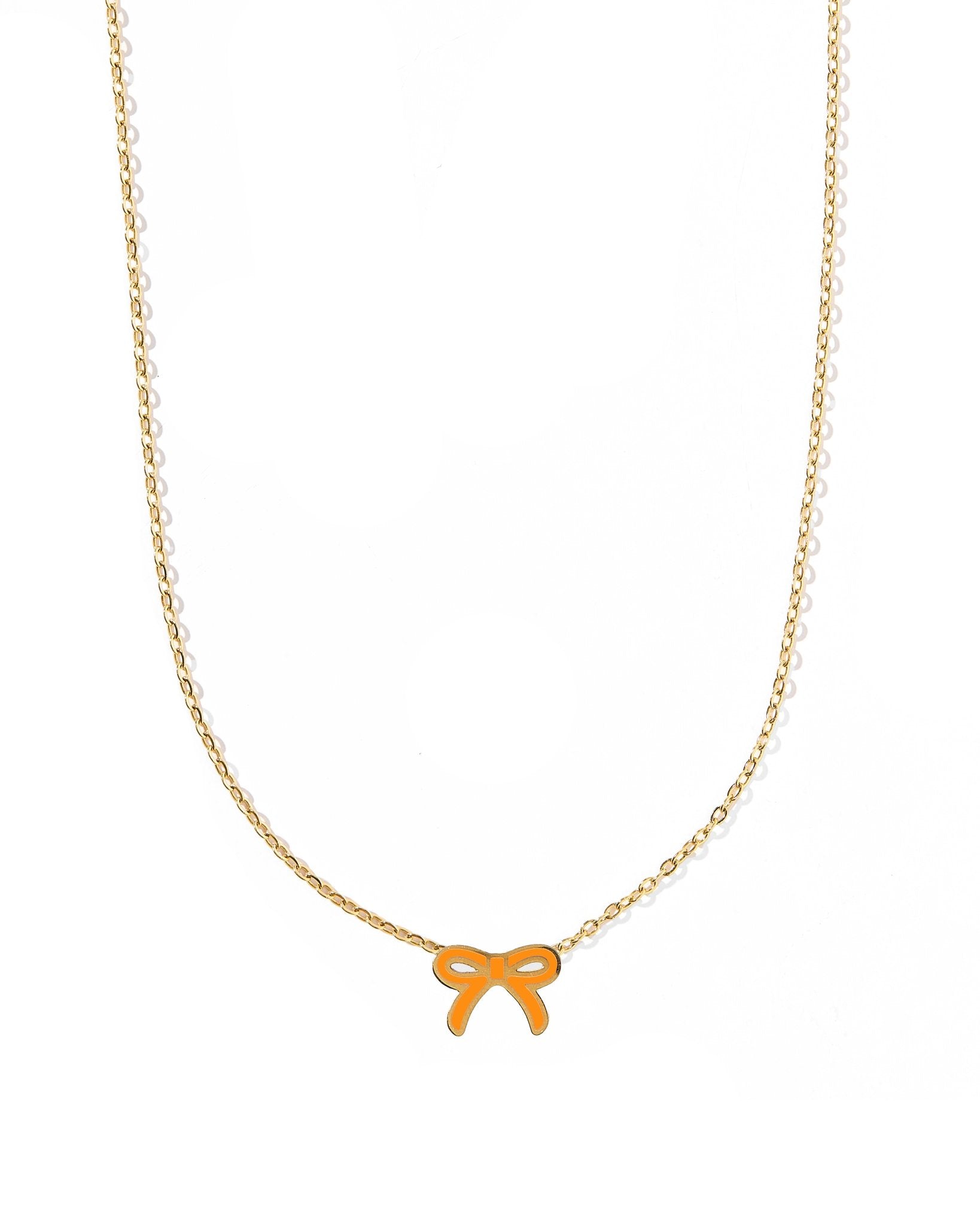 Necklace - Sadie Bow Orange - LINNY CO WholesaleMetals