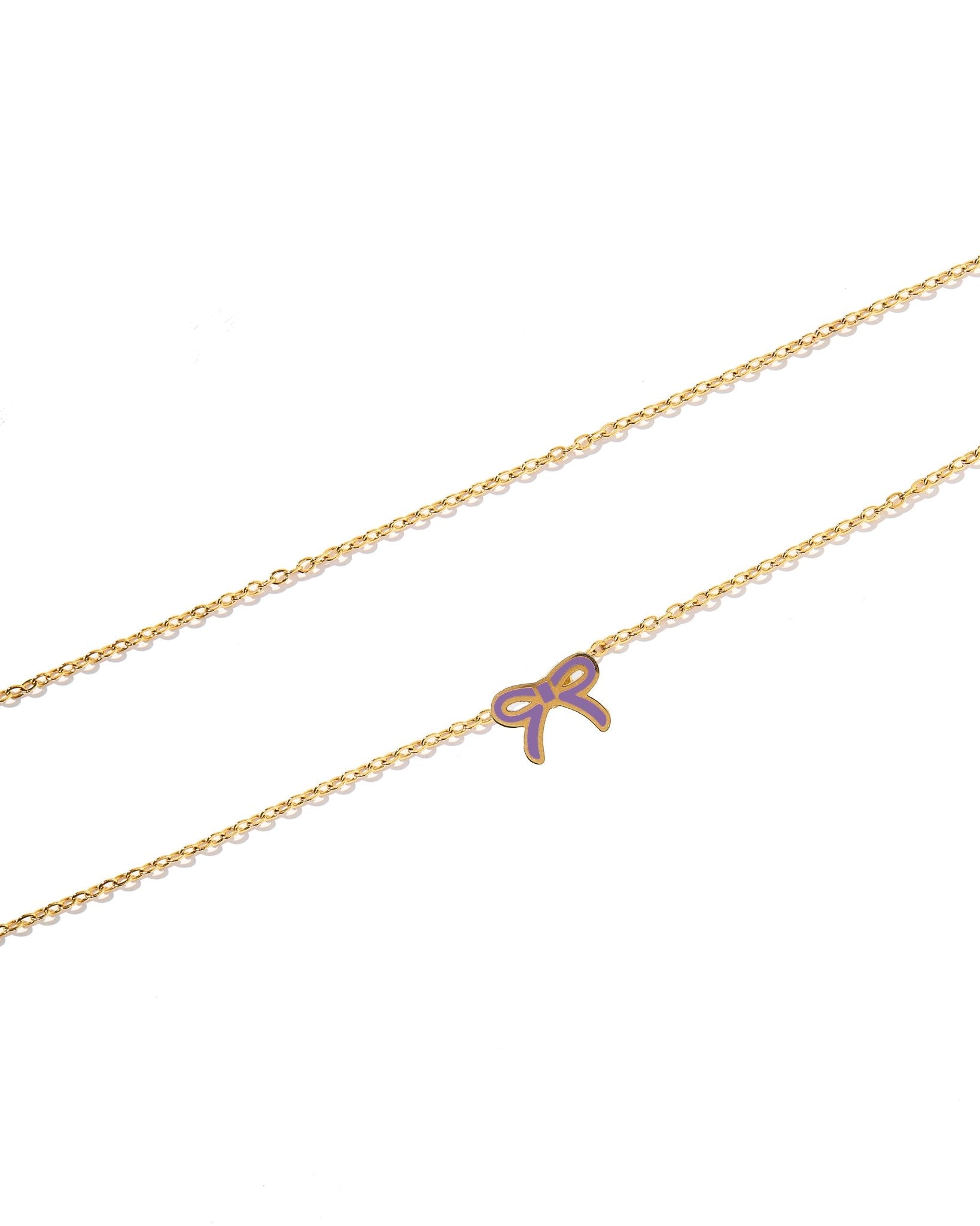Necklace - Sadie Bow Purple - LINNY CO WholesaleMetals