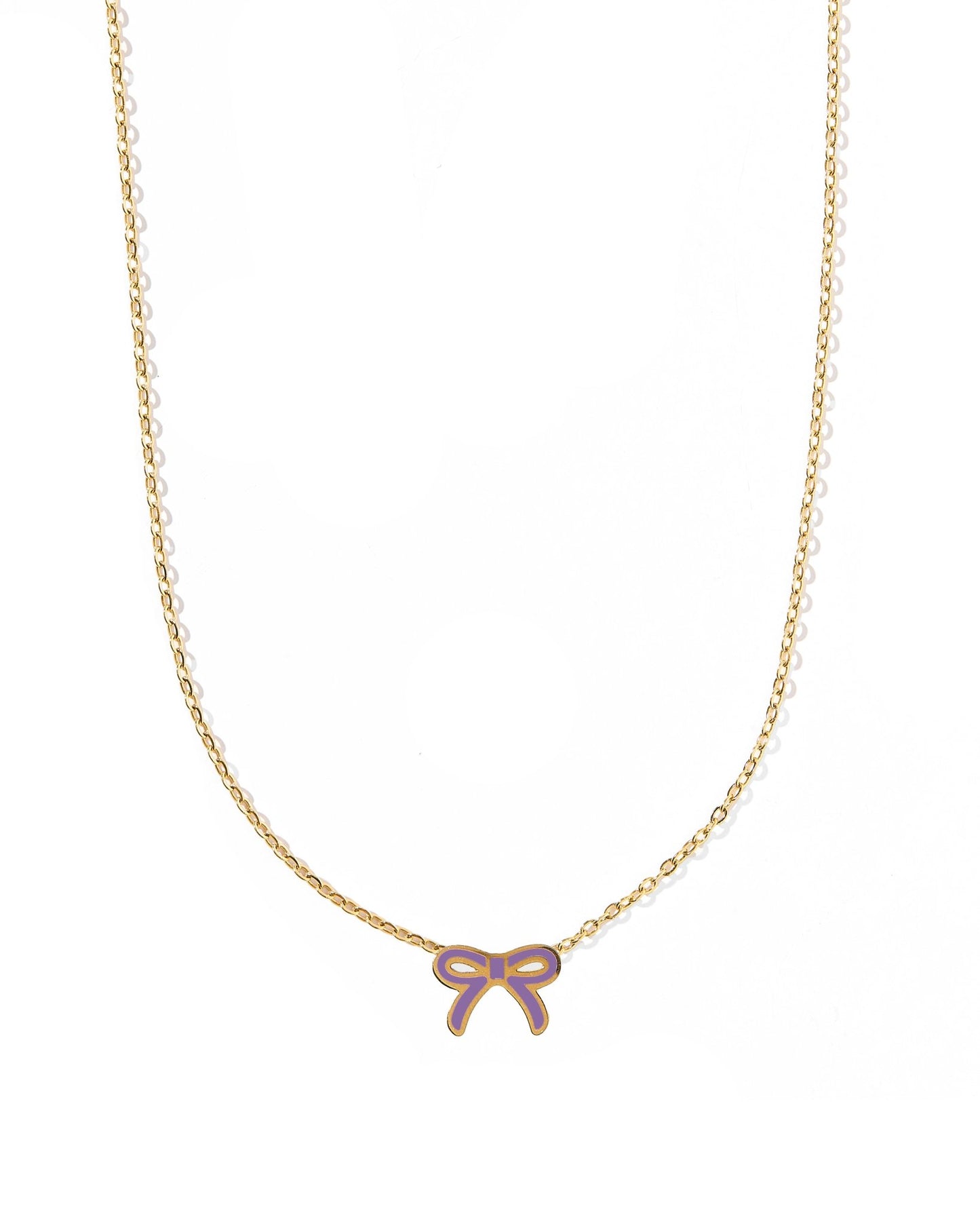 Necklace - Sadie Bow Purple - LINNY CO WholesaleMetals
