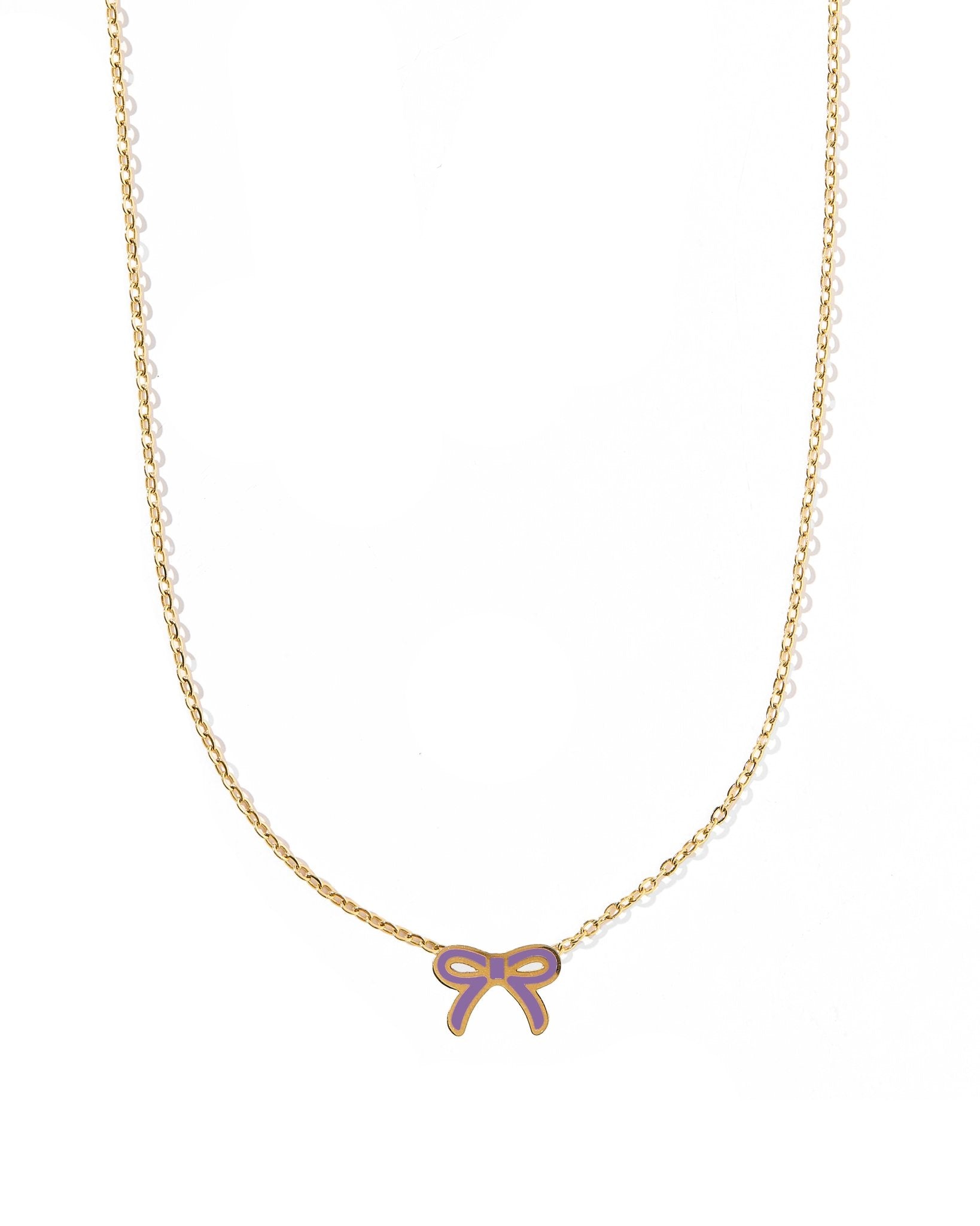 Necklace - Sadie Bow Purple - LINNY CO WholesaleMetals
