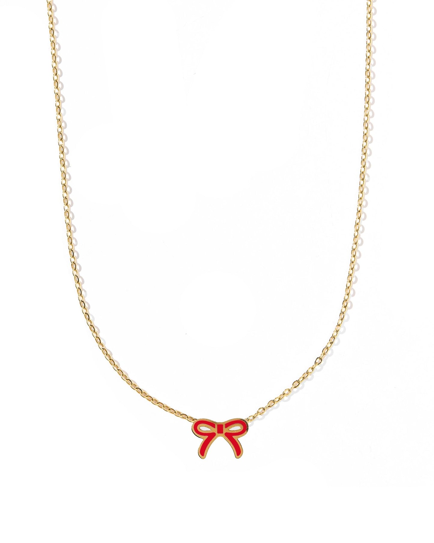 Necklace - Sadie Bow Red - LINNY CO WholesaleMetals
