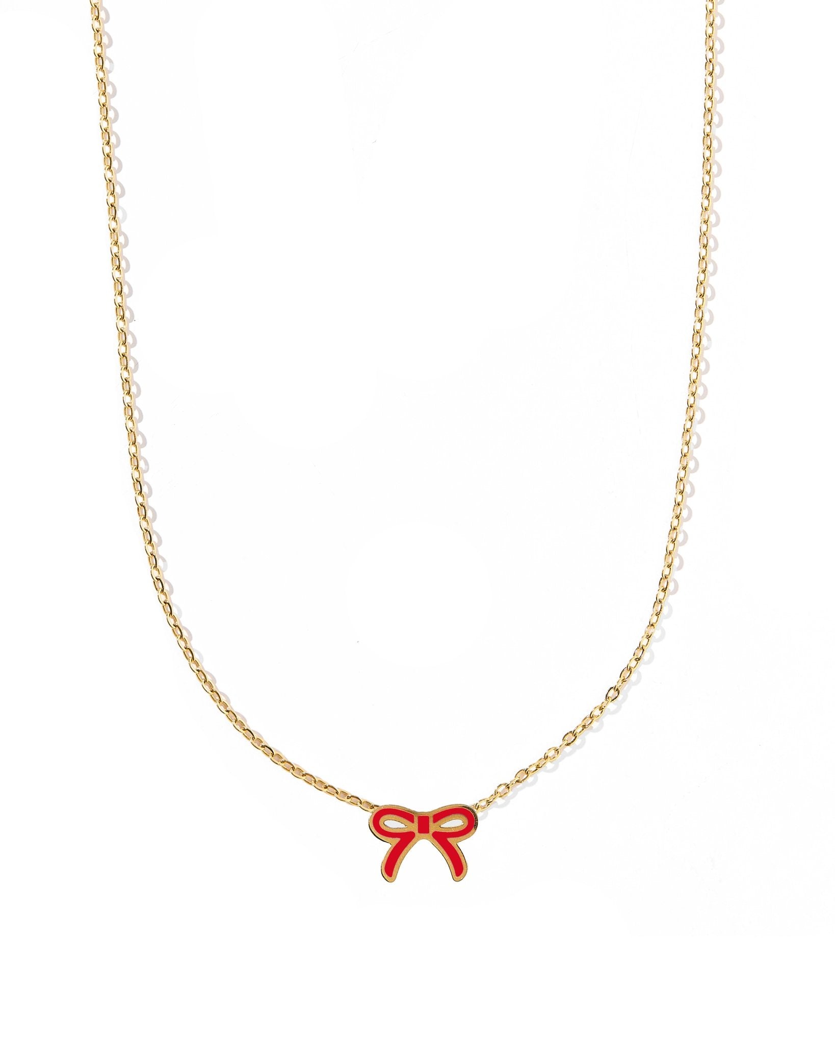 Necklace - Sadie Bow Red - LINNY CO WholesaleMetals