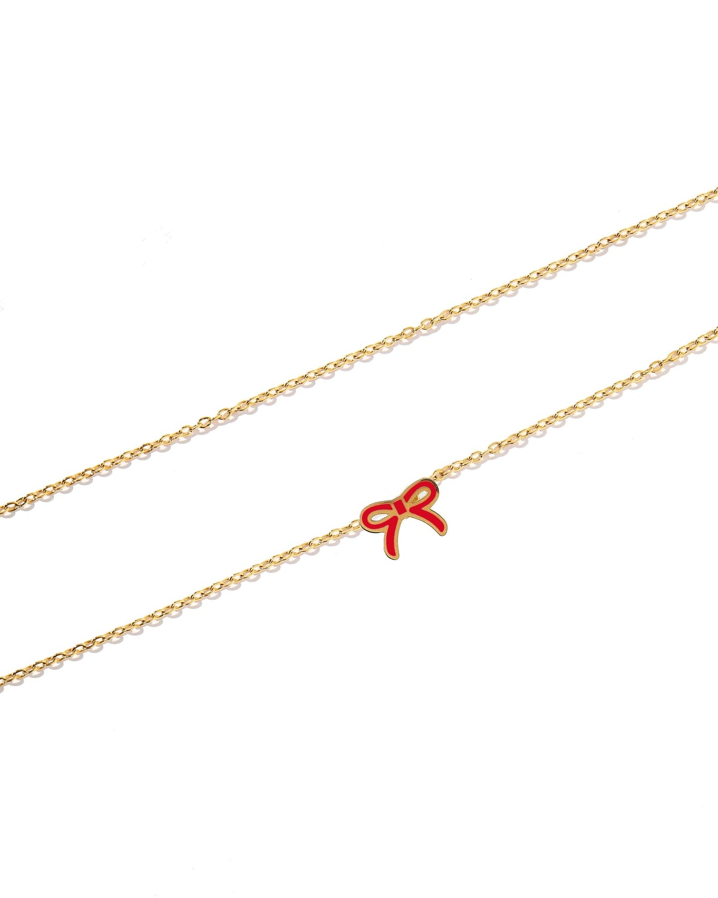 Necklace - Sadie Bow Red - LINNY CO WholesaleMetals