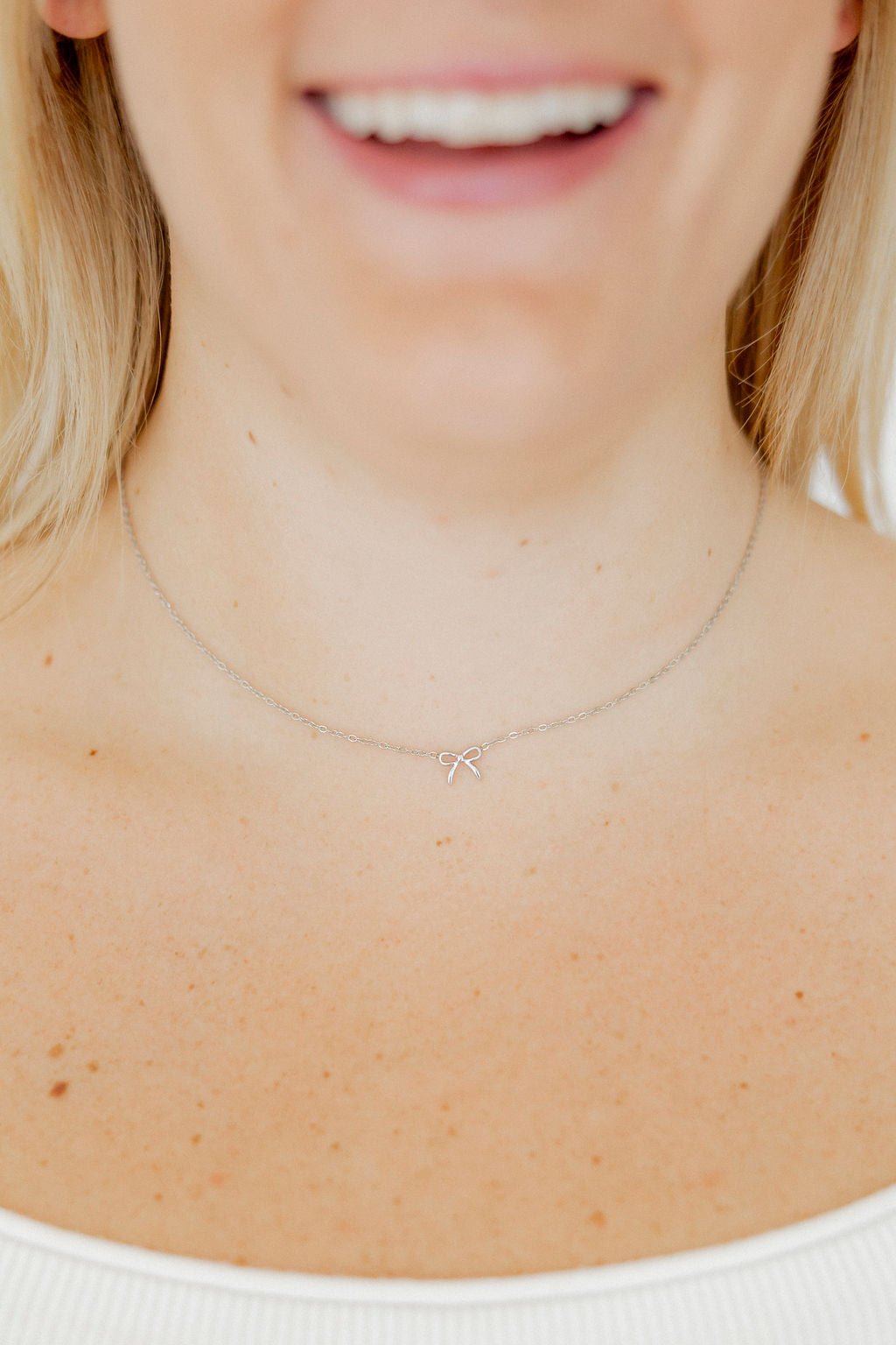 Necklace - Sadie Bow Silver - LINNY CO WholesaleMetals