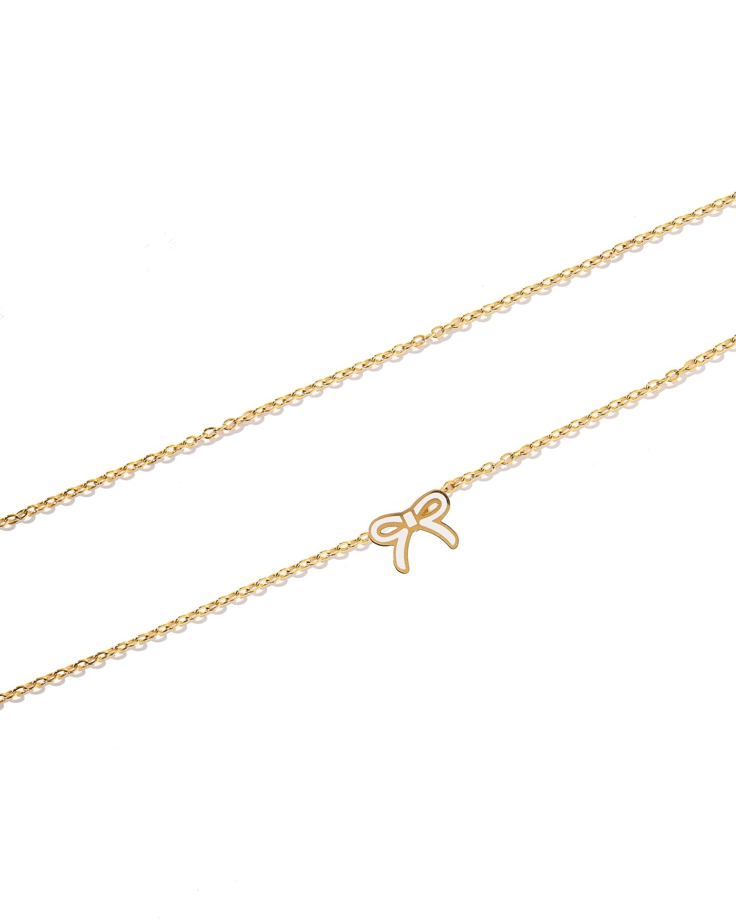 Necklace - Sadie Bow White - LINNY CO WholesaleMetals
