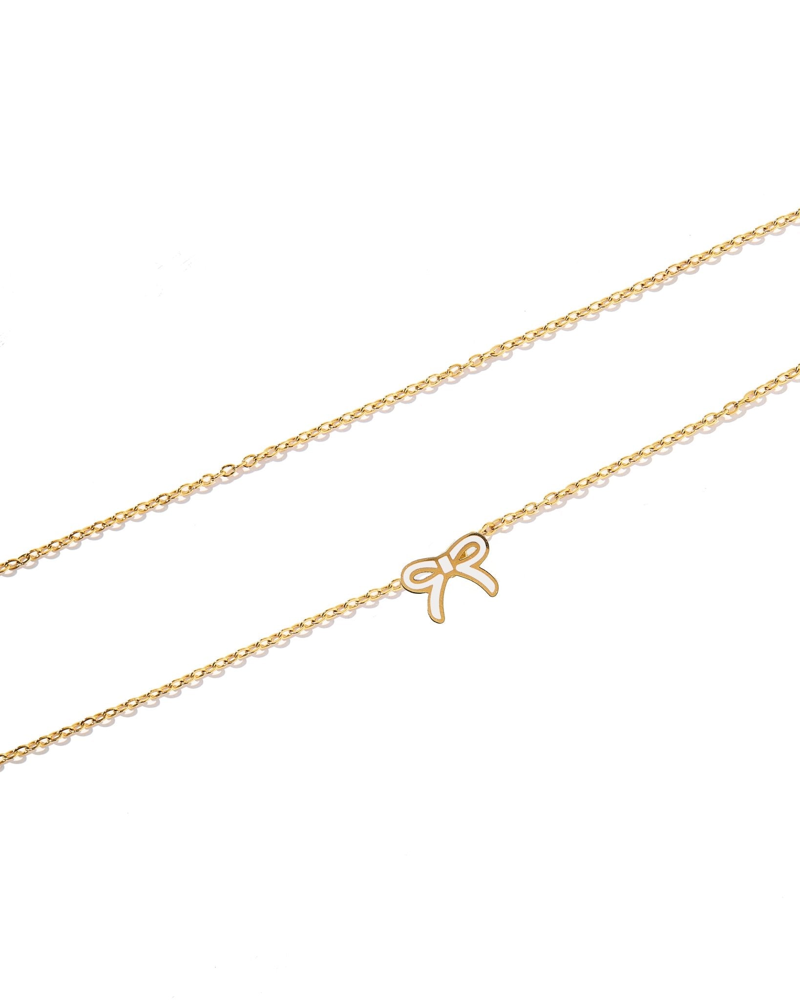Necklace - Sadie Bow White - LINNY CO WholesaleMetals