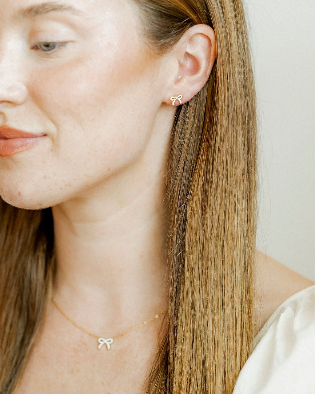 Necklace - Sadie Bow White - LINNY CO WholesaleMetals