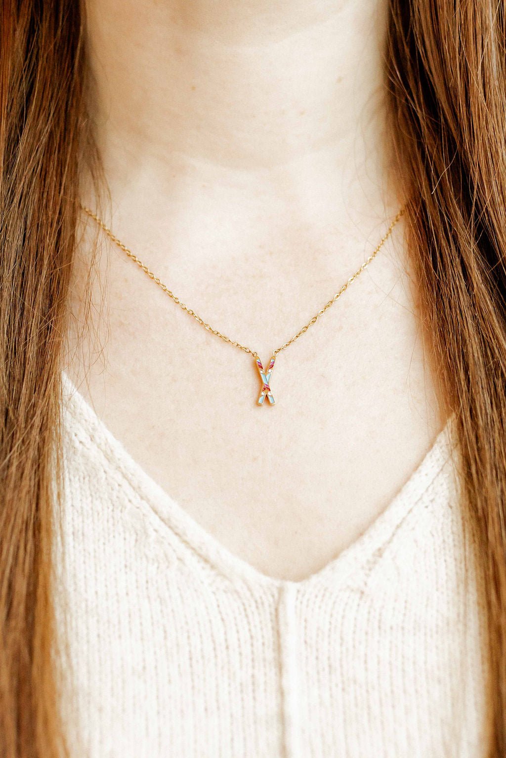 Necklace - Snow Ski - LINNY CO WholesaleMetals